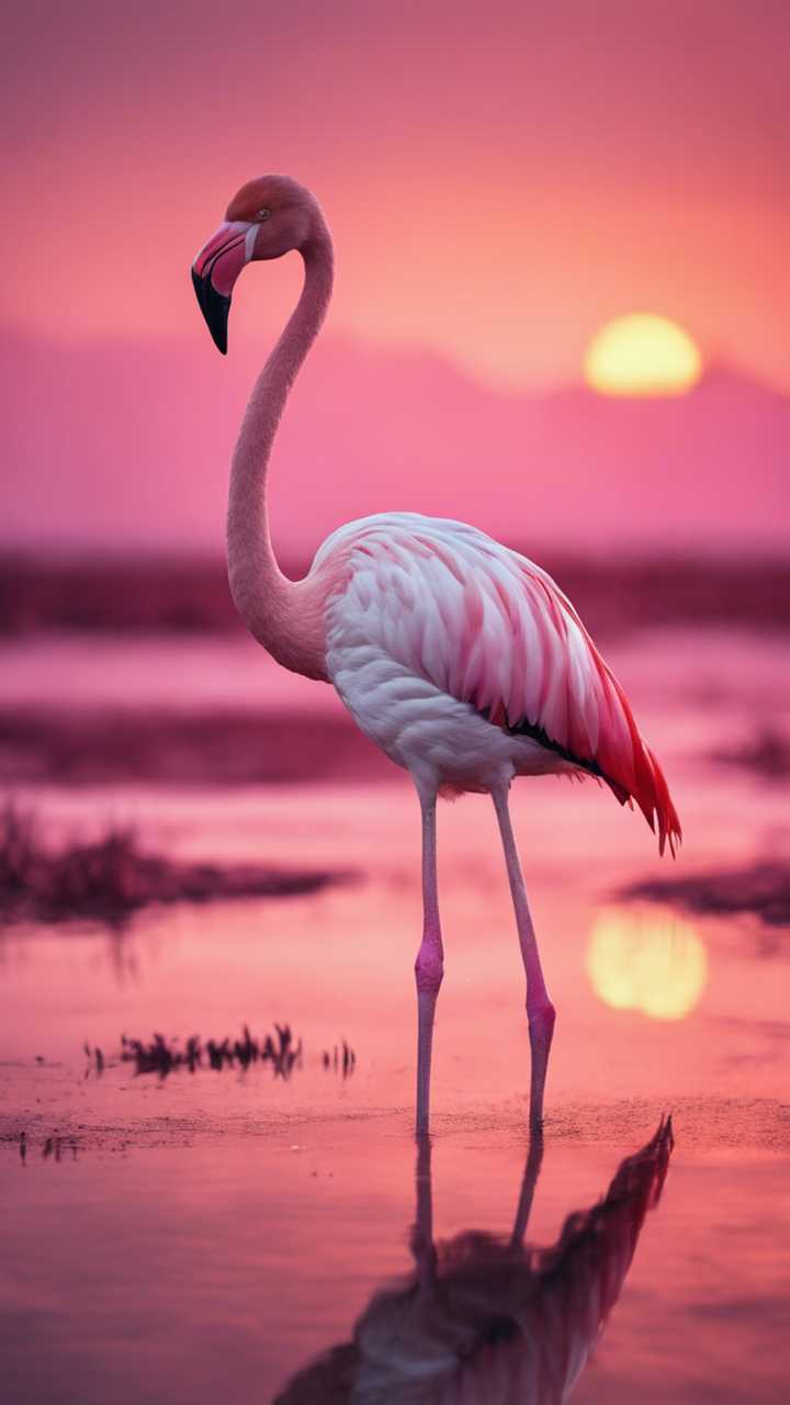 A Gold Crowned Flamingo Standing In A