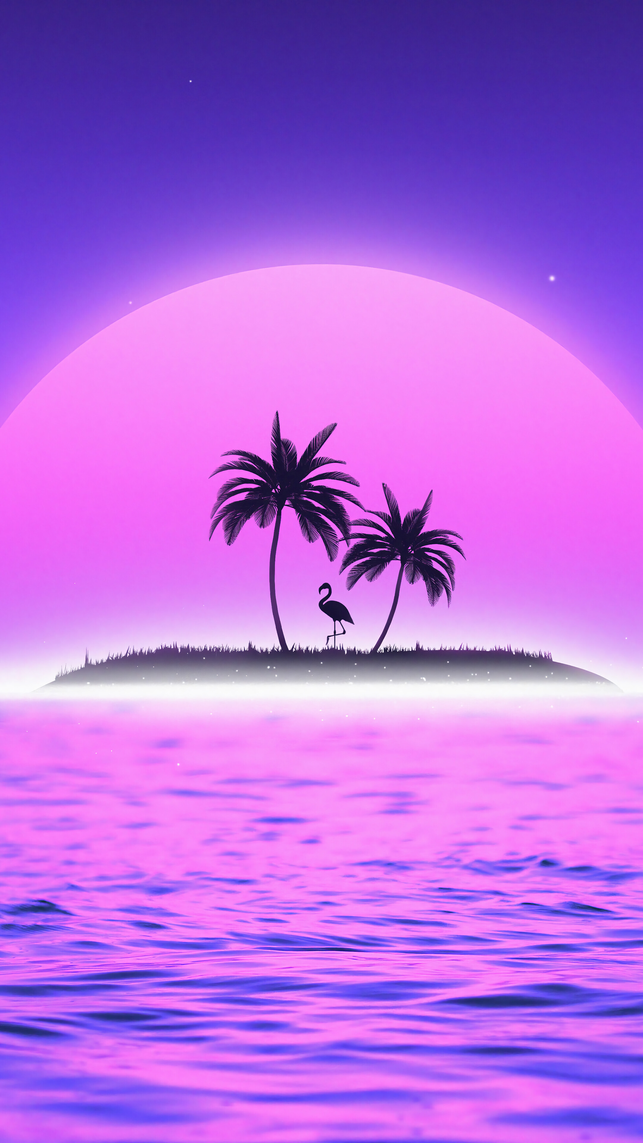 Sunset Palm Tree Flamingo Vaporwave