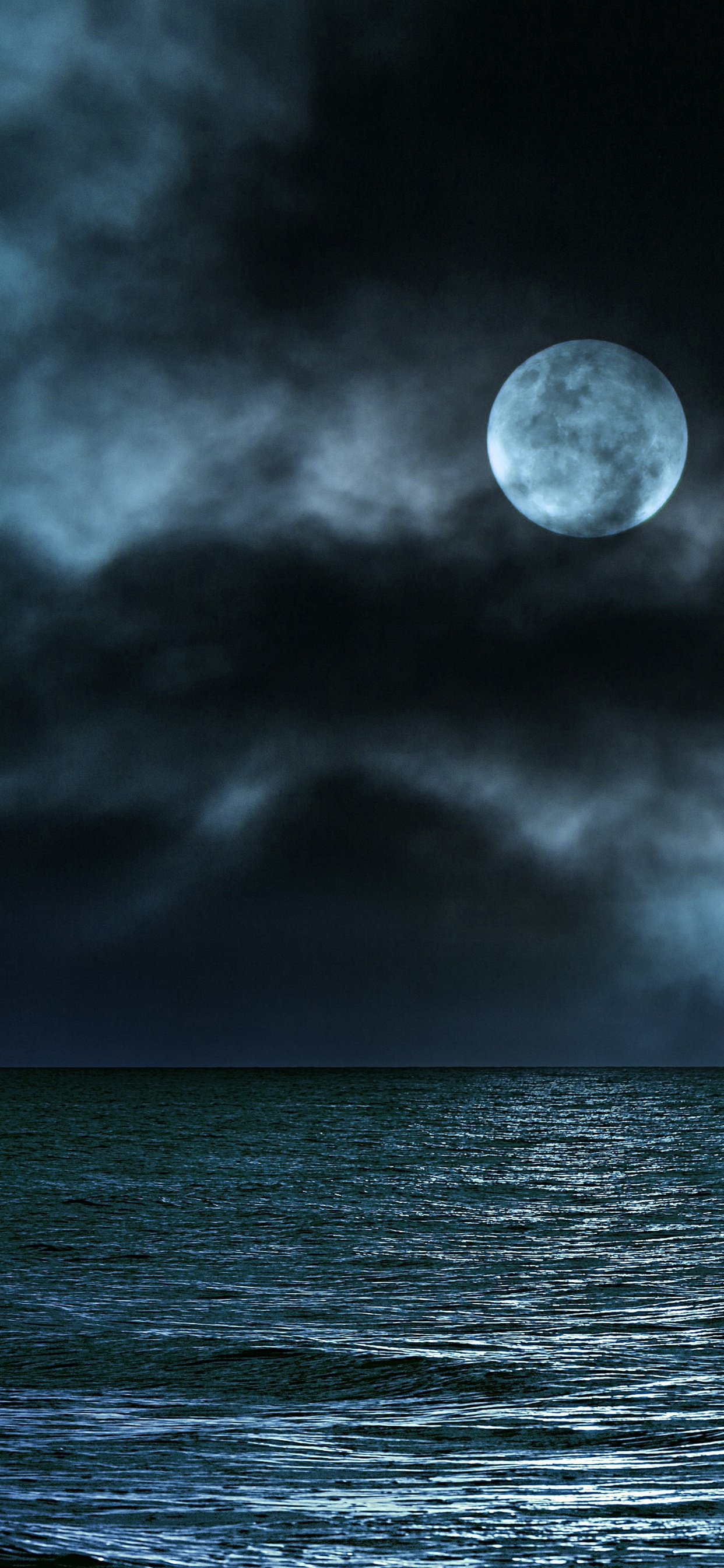 Moon Wallpaper 4K, Seascape, Night