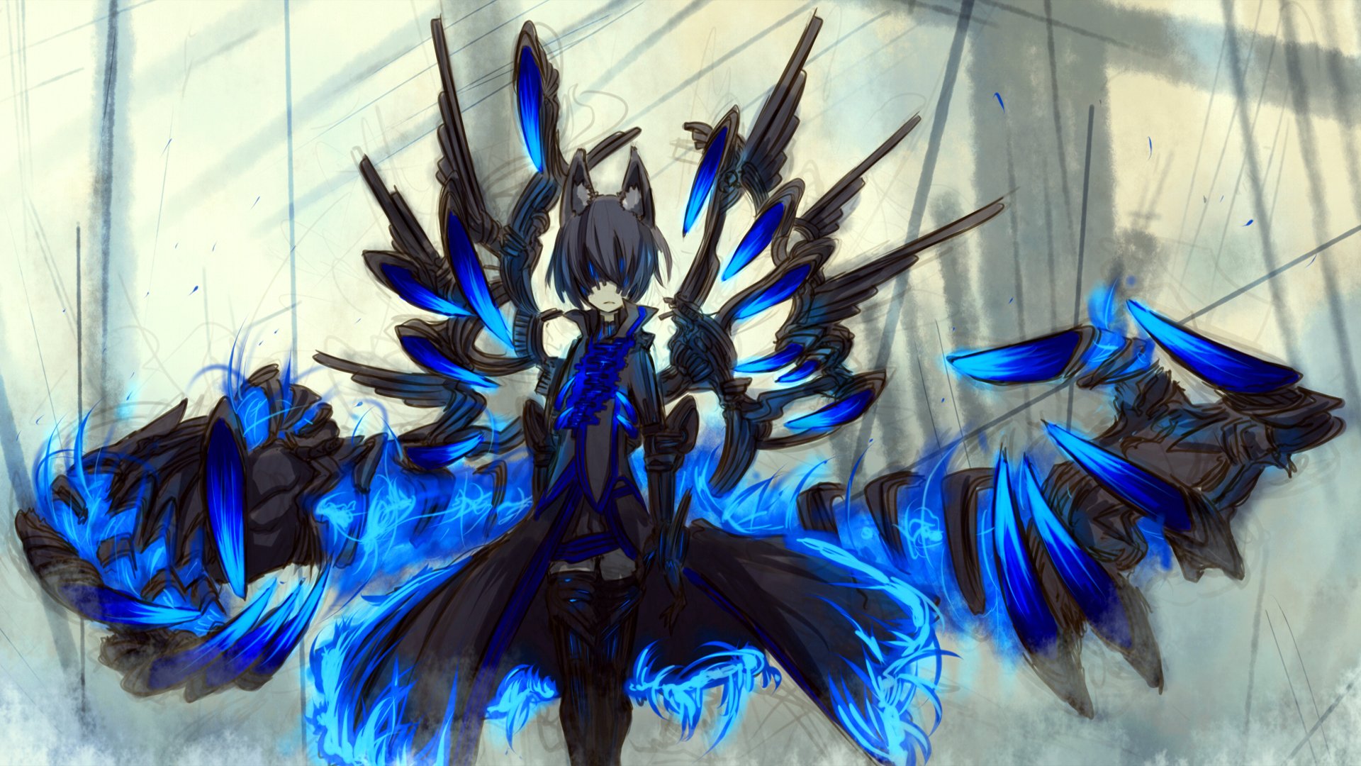 Epic Blue Wings Anime HD Wallpaper