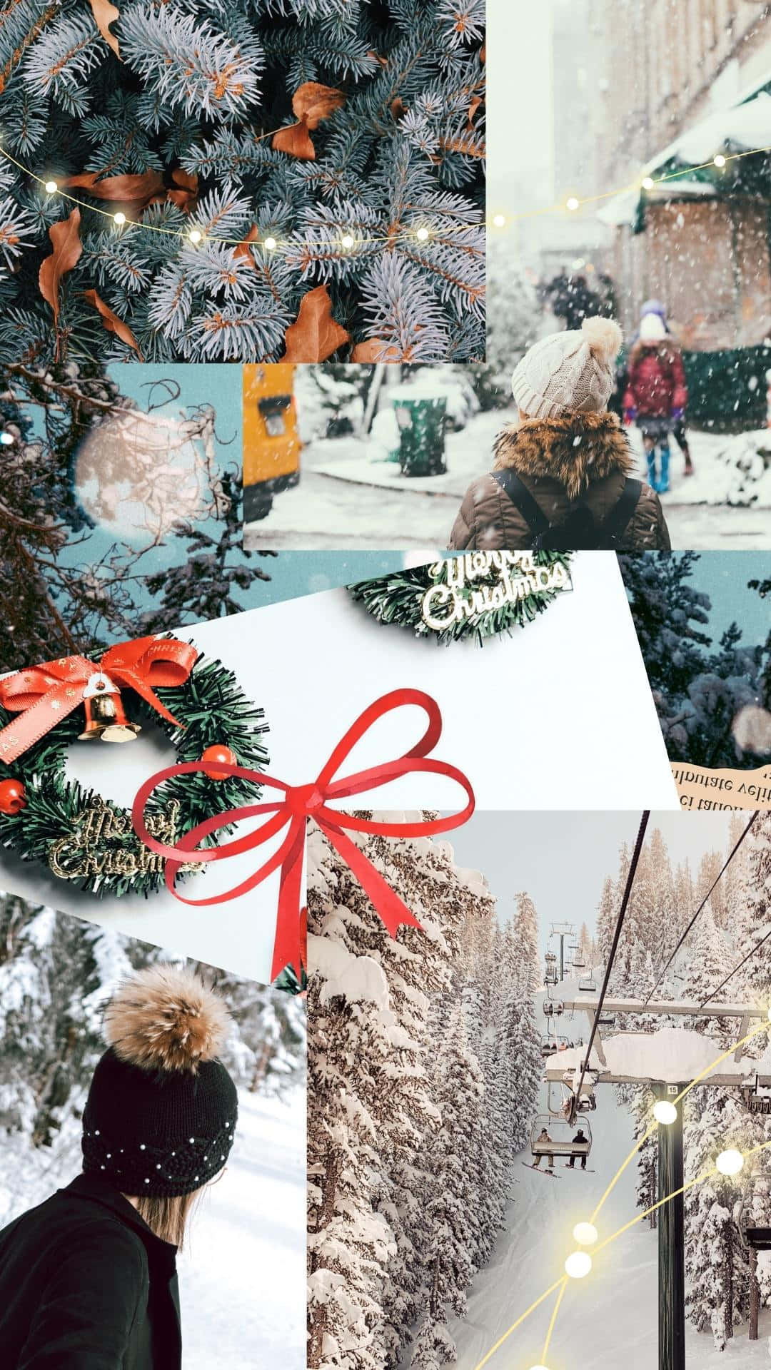 Download White Christmas Collage Winter Scenes Wallpaper