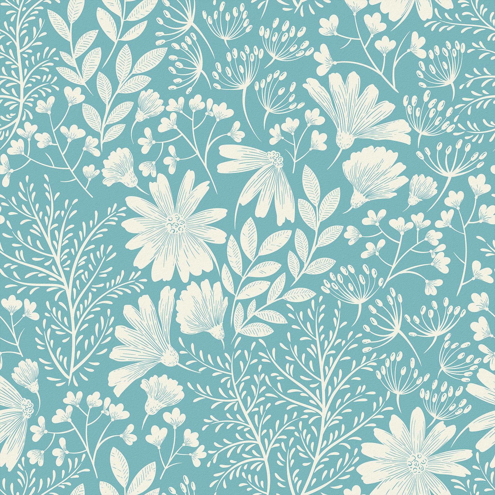 Blue Wallpaper Removable Leaves