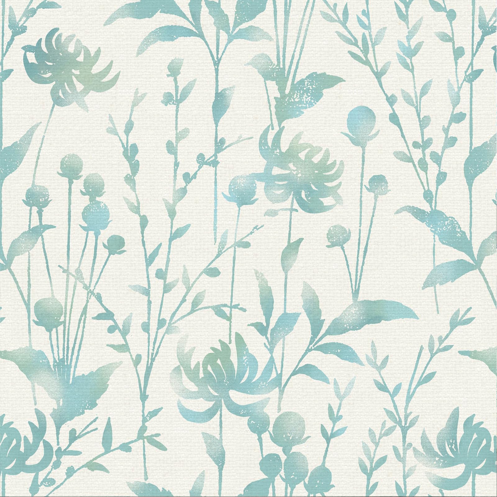 Teal Blue Floral Wallpaper