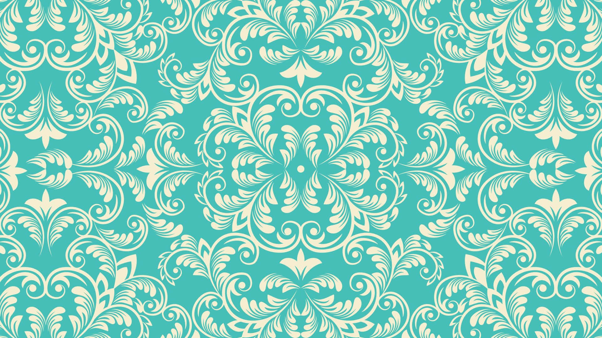 Teal And White Floral Pattern