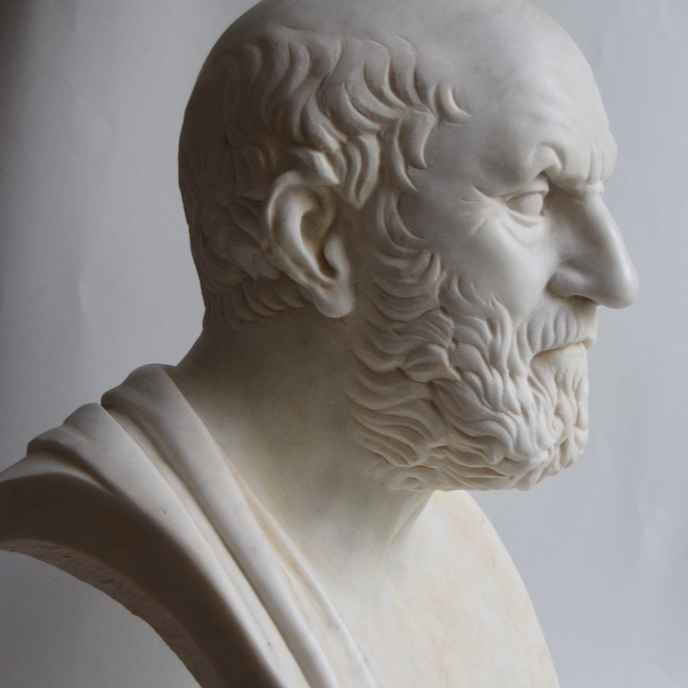 Hippocrates White Carrara Bust Todini