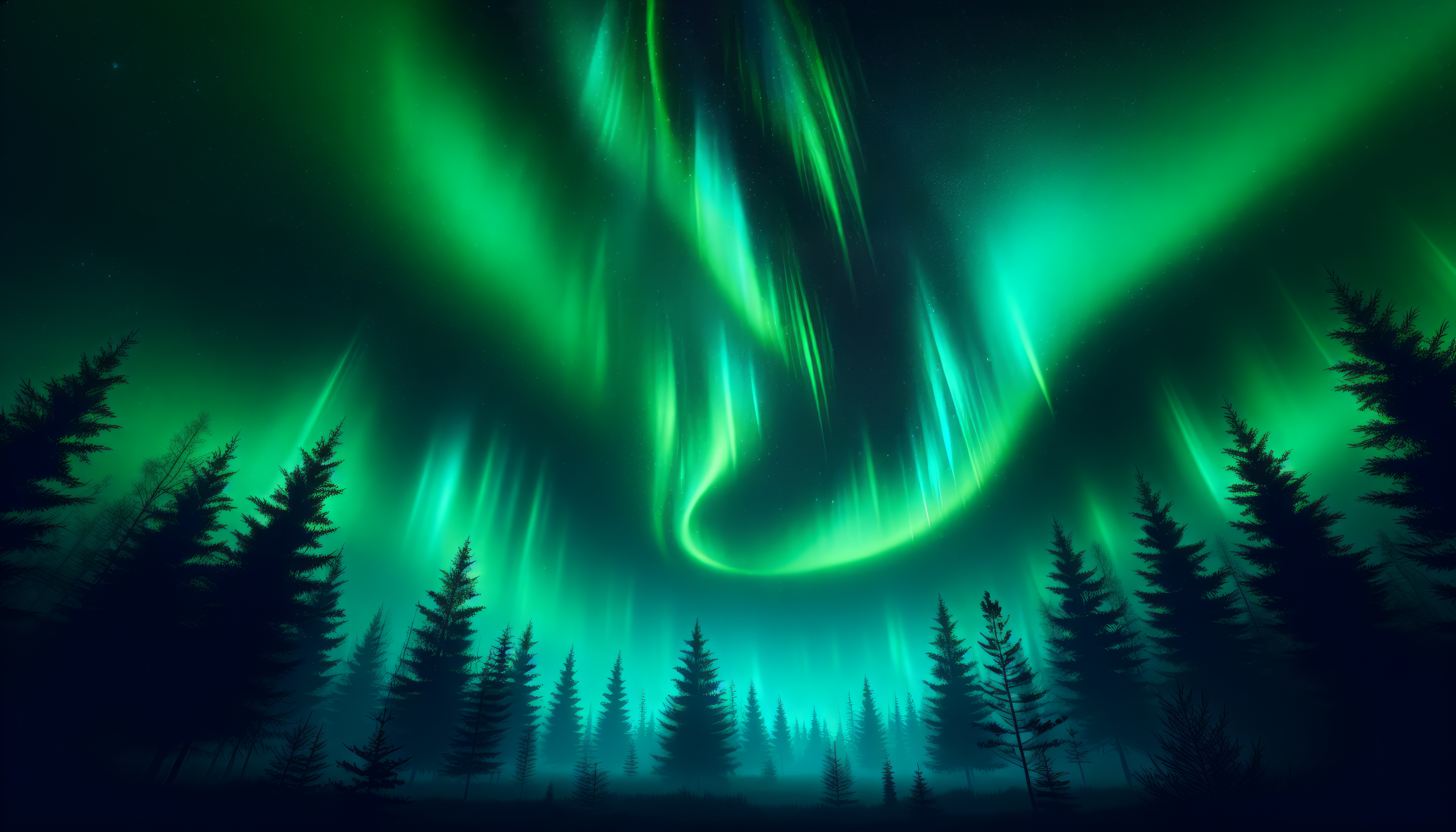 Enchanting Aurora Borealis Forest