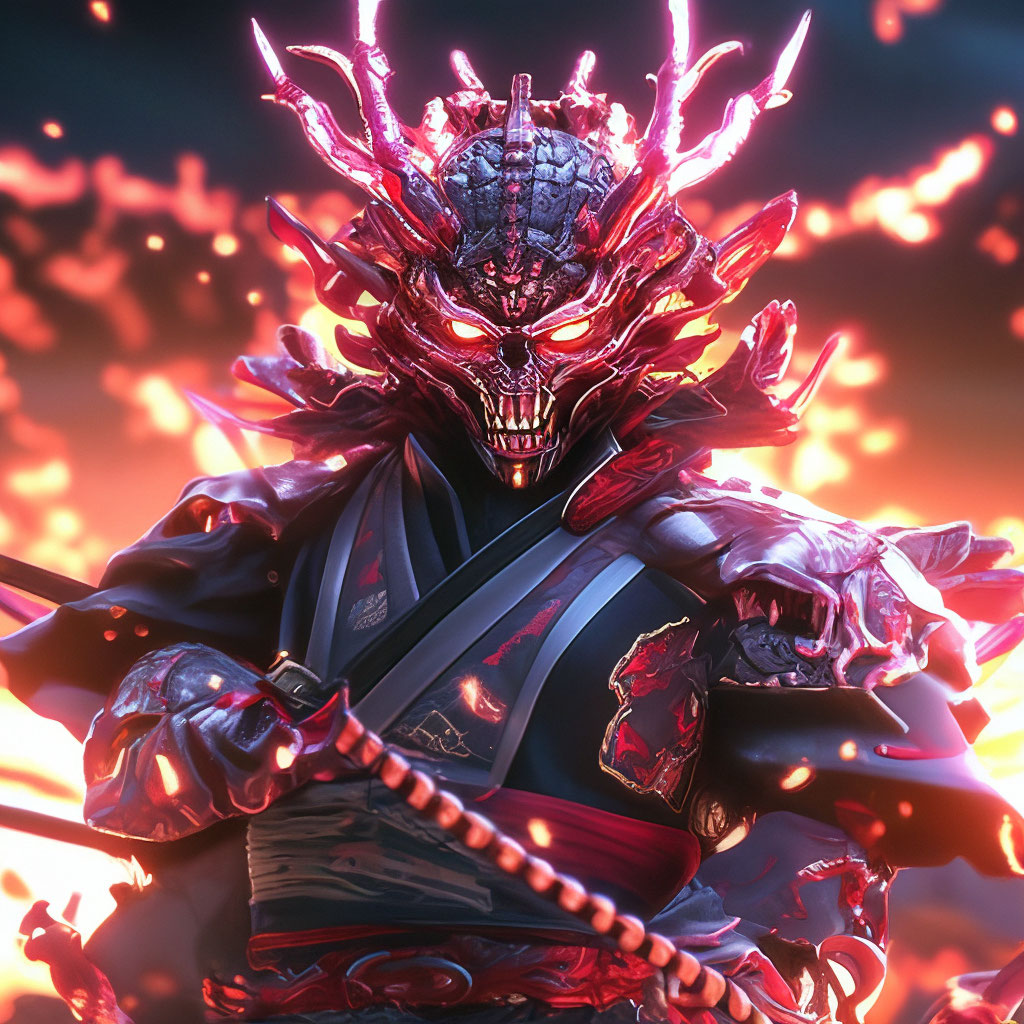 Samurai demon in full growth, anime