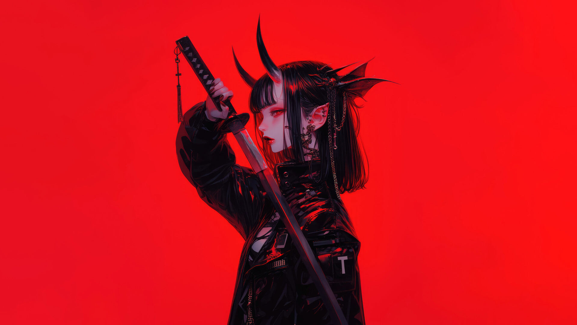 Katana Demon Horn Wallpaper 4K 8K HD