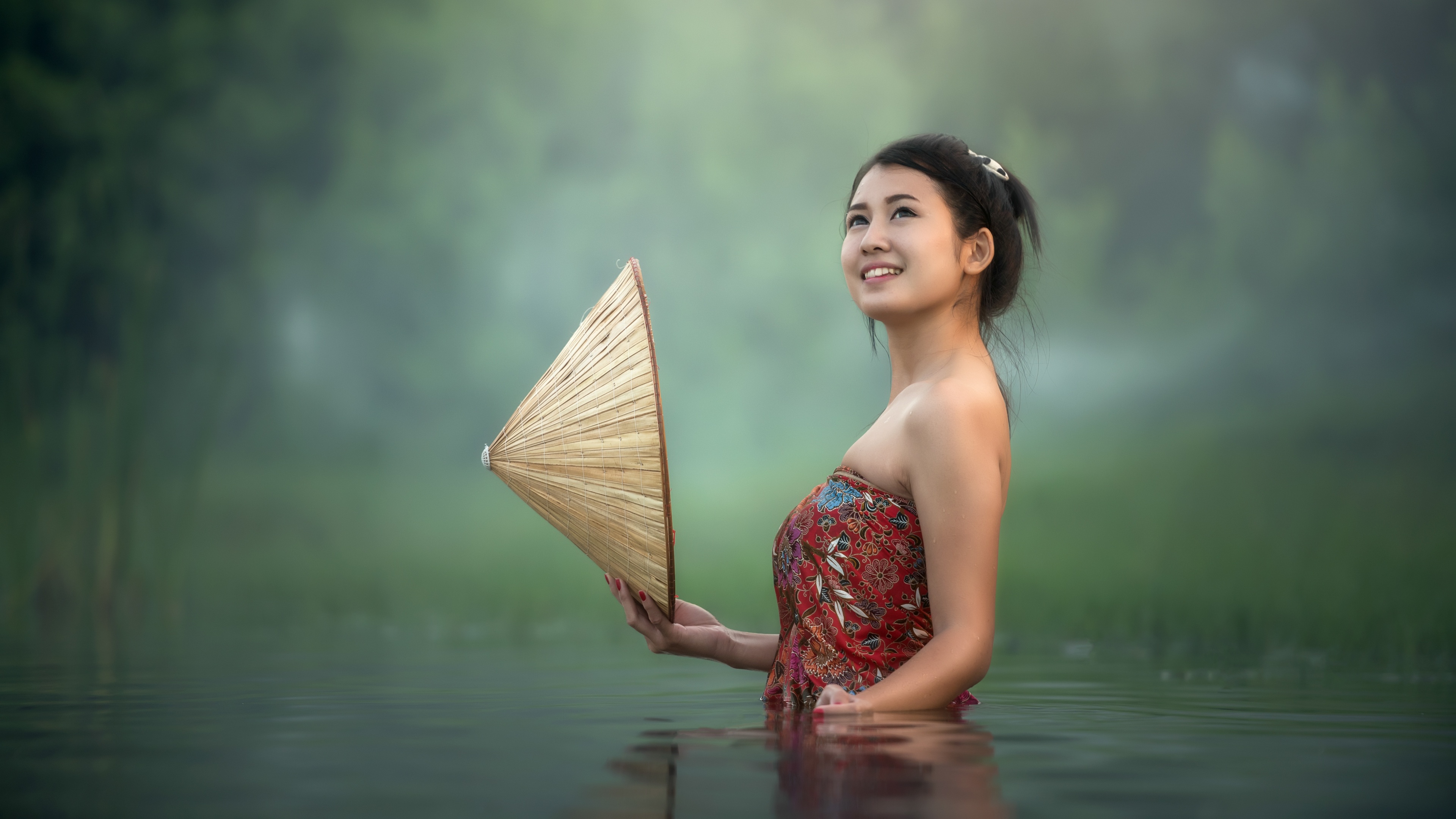 Asian Girl Wallpaper 4K, 5K, Teen, Lake