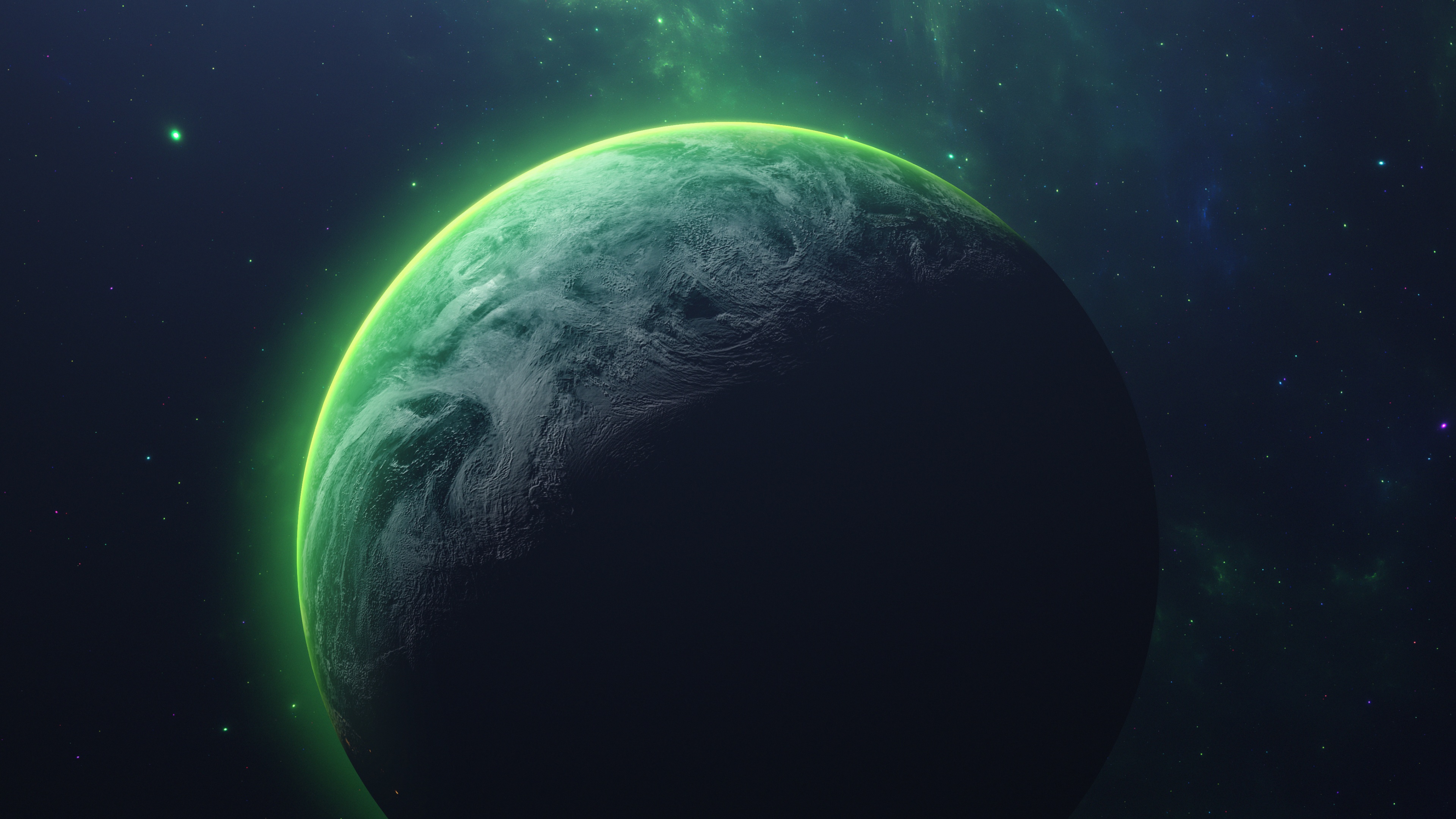 Green planet Wallpaper 4K, Orbit, Outer