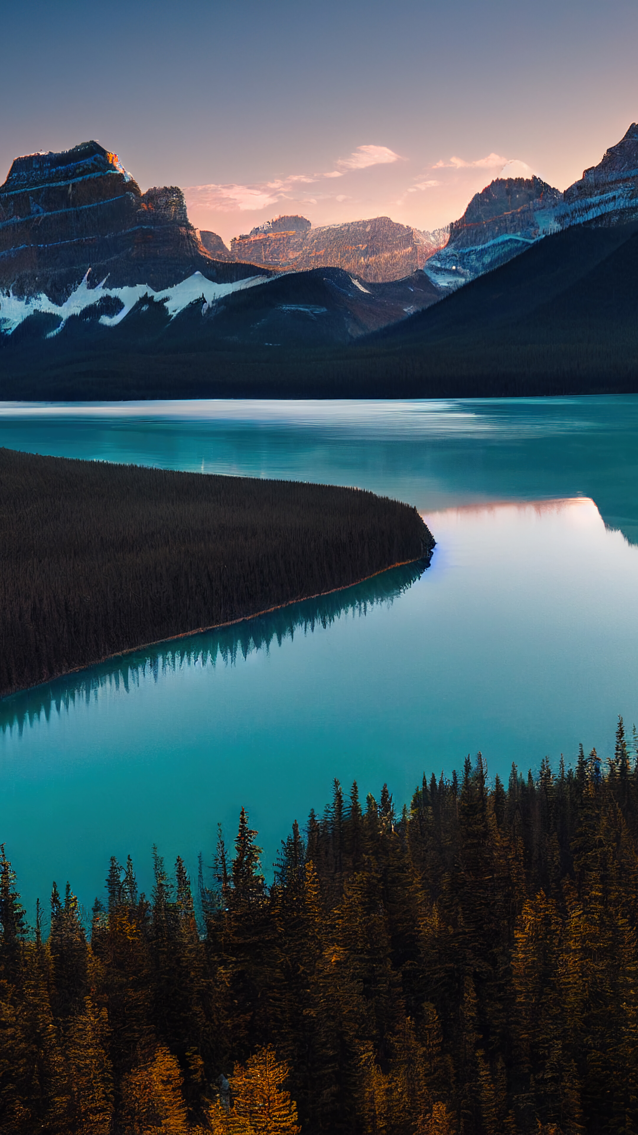 Mountain Lake Forest Nature Scenery 4K