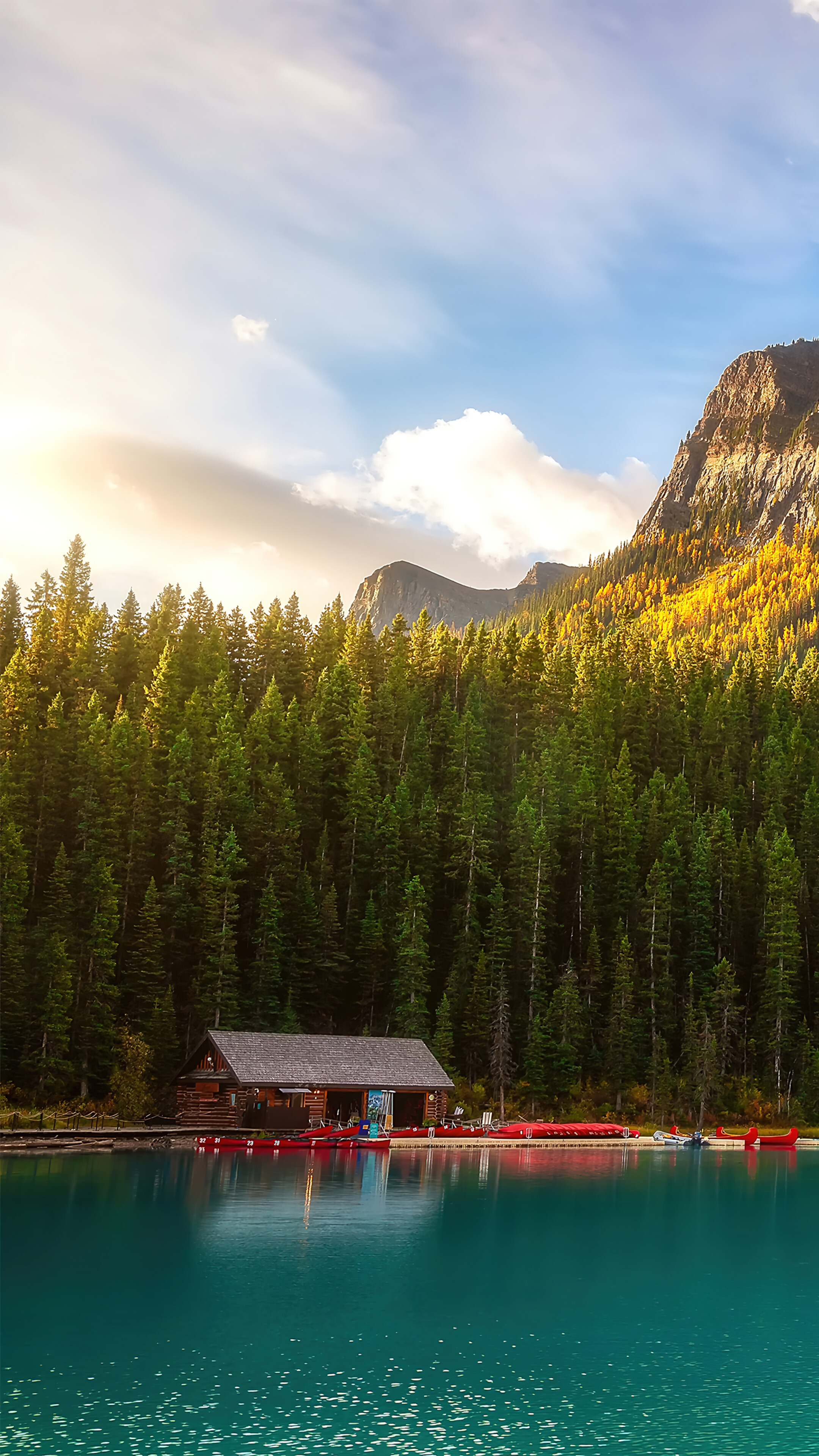 Lake Cabin Forest Mountain Nature Scenery 4K Wallpaper iPhone HD Phone f