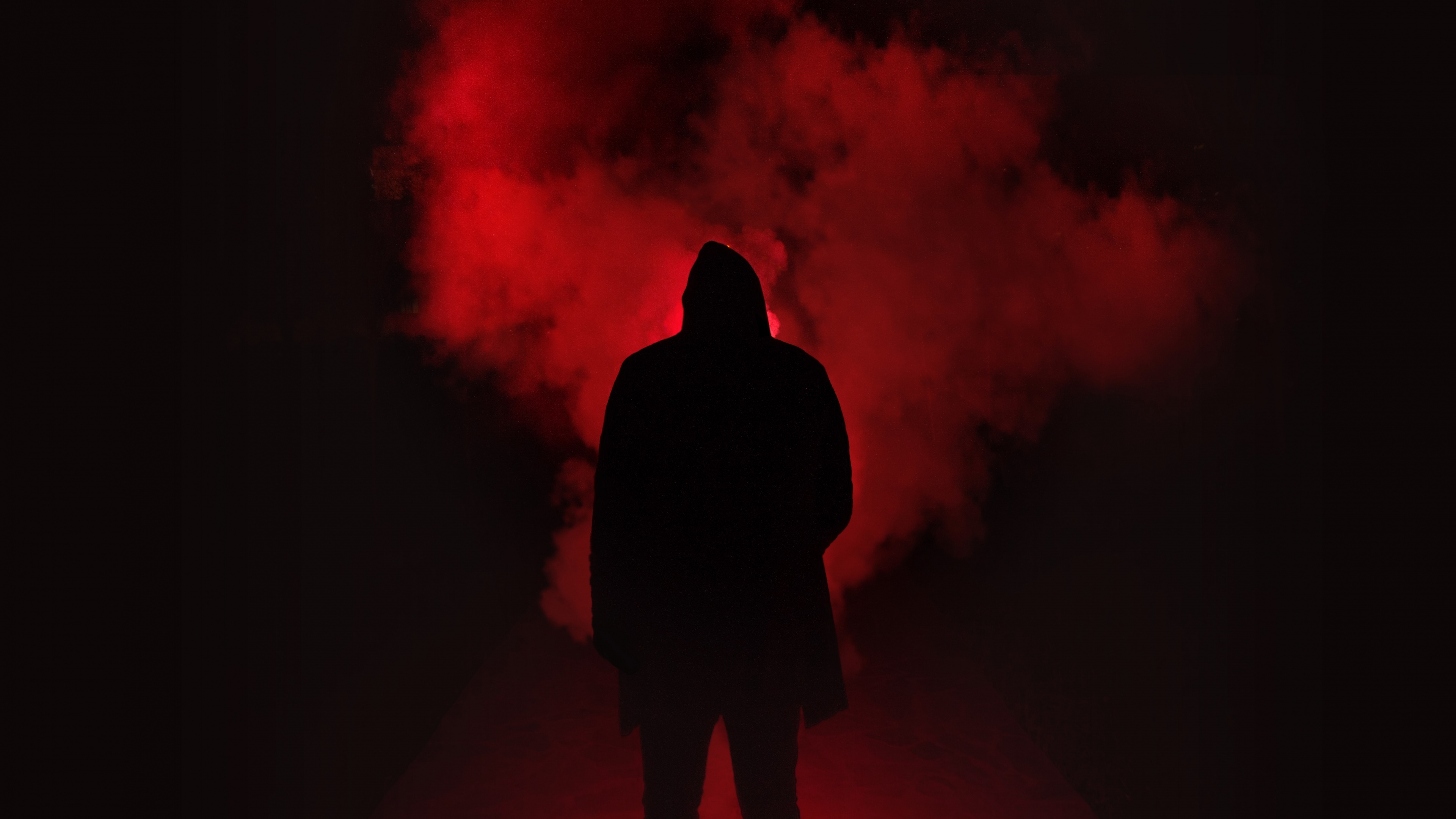 Person Silhouette Wallpaper 4K, Red
