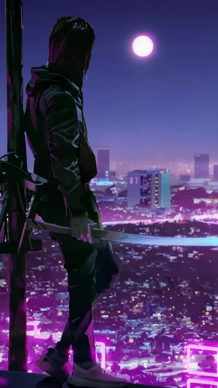 Live Phone Samurai Katana Neon City