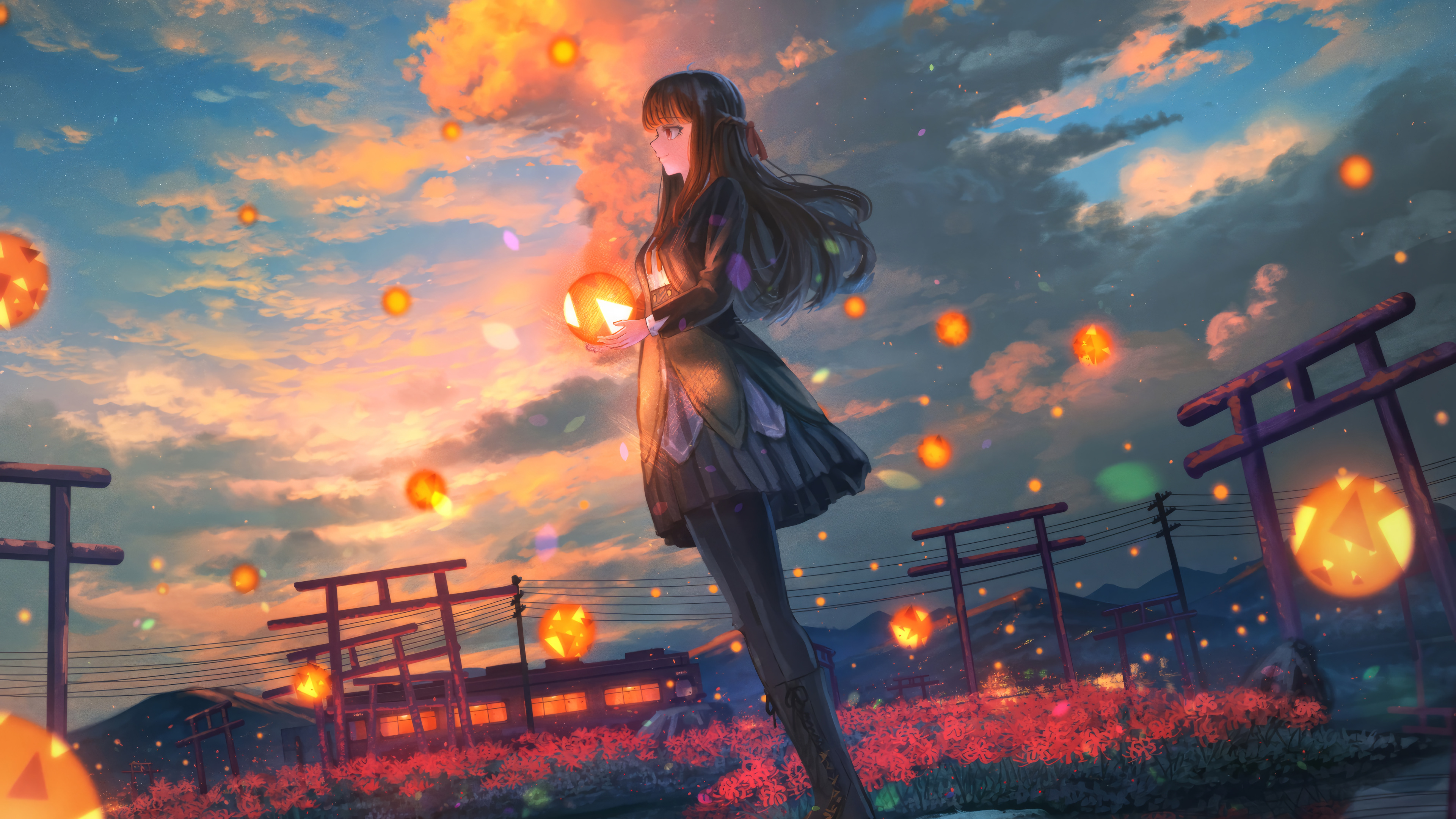 Anime Girl Sunset Wallpaper 4K HD PC i