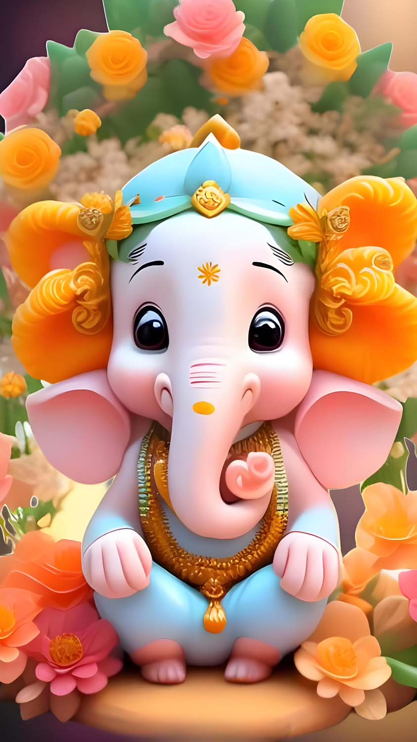 Cute Ganesha iPhone Wallpaper 4K