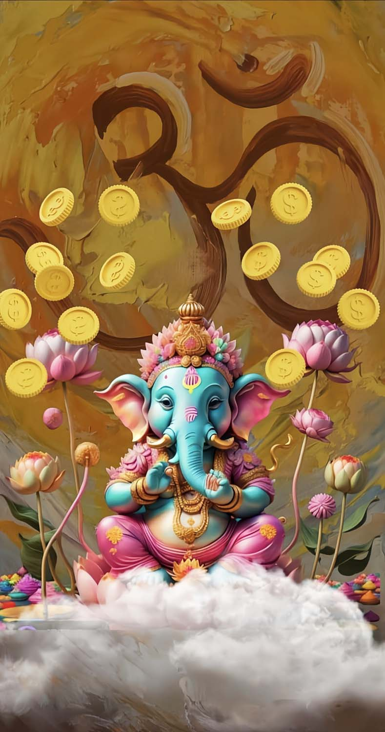 God Ganesh Money iPhone Wallpaper 4K