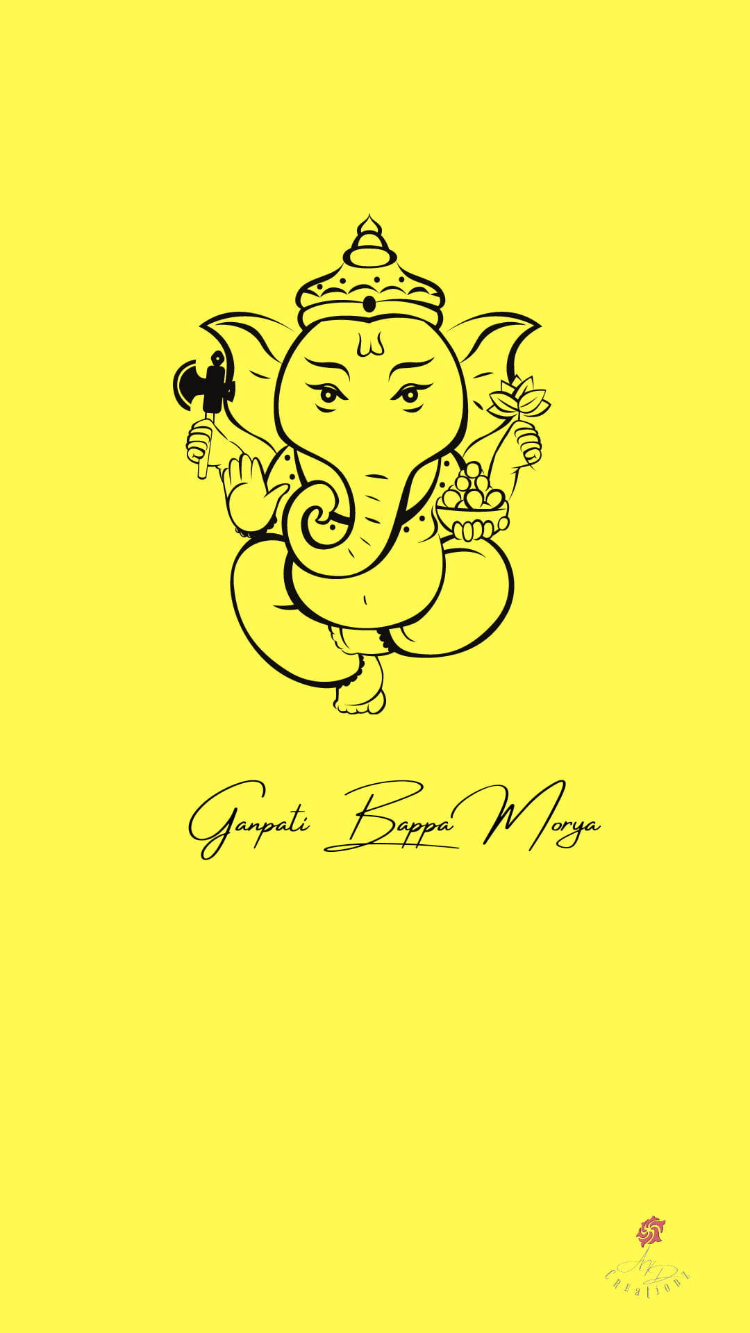 Ganesh Cute Yellow iPhone Wallpaper