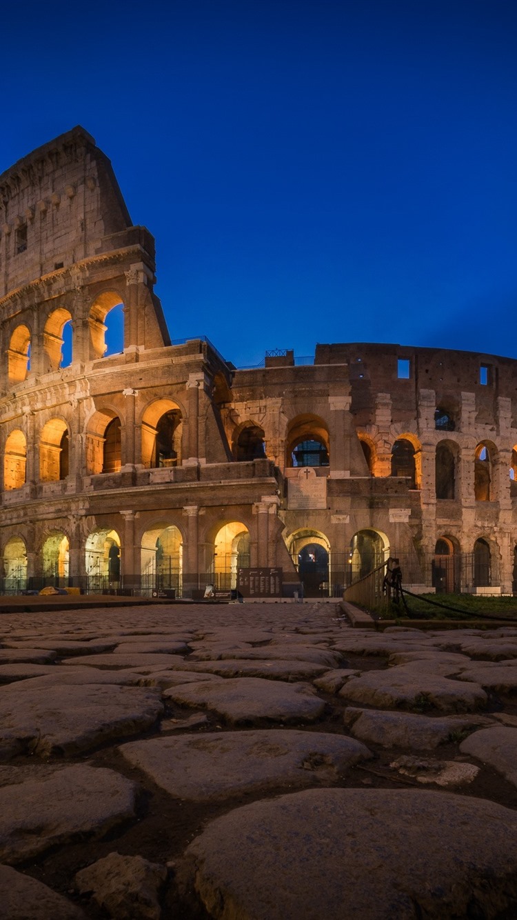 Colosseum, Rome, night, lights 750x1334