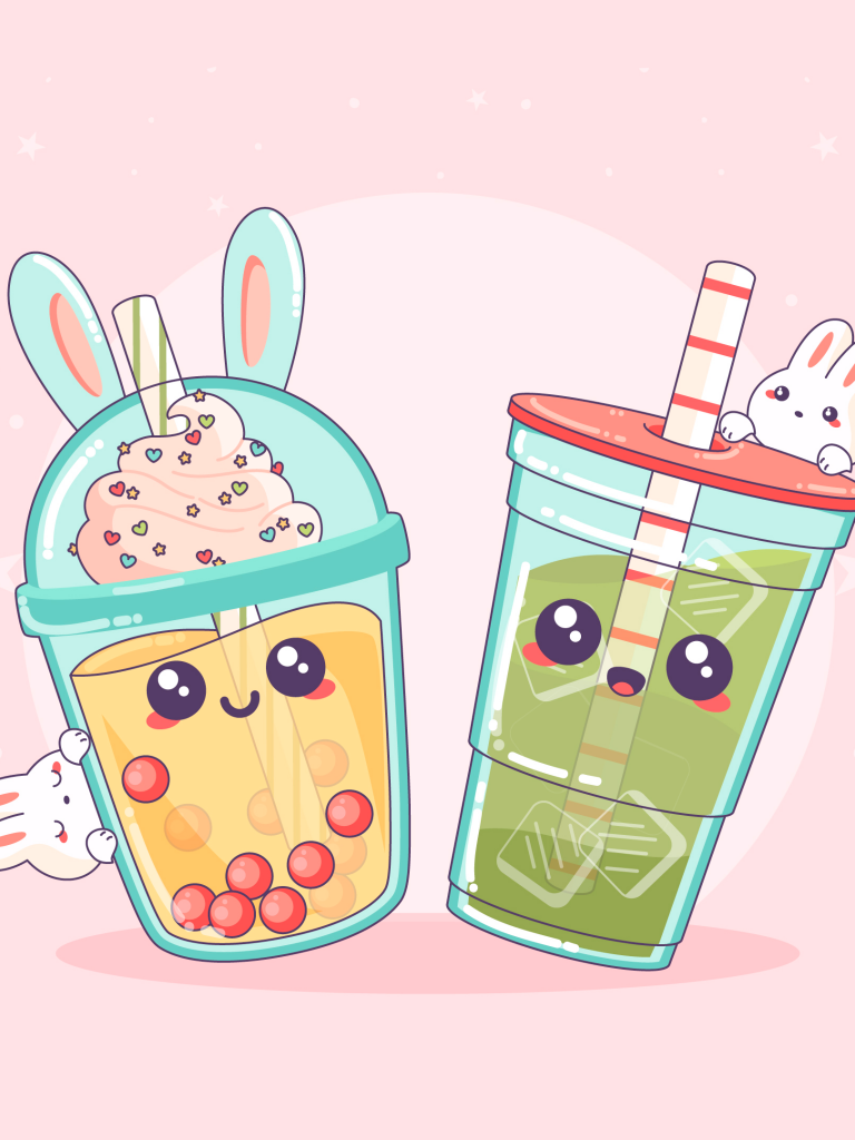 Kawaii bubble tea Wallpaper 4K, Kawaii