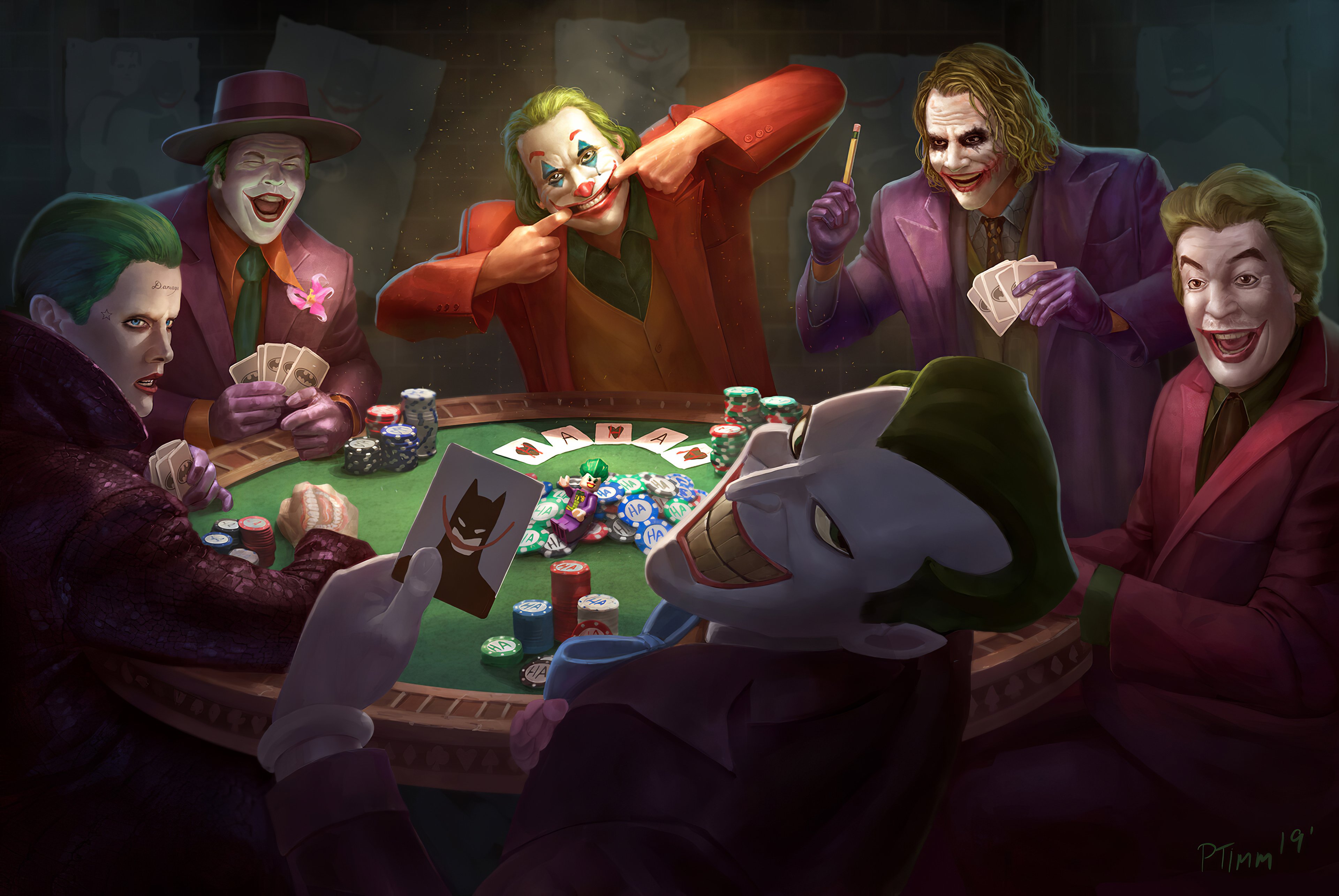 Jokers playing poker Wallpaper 4k HD ID