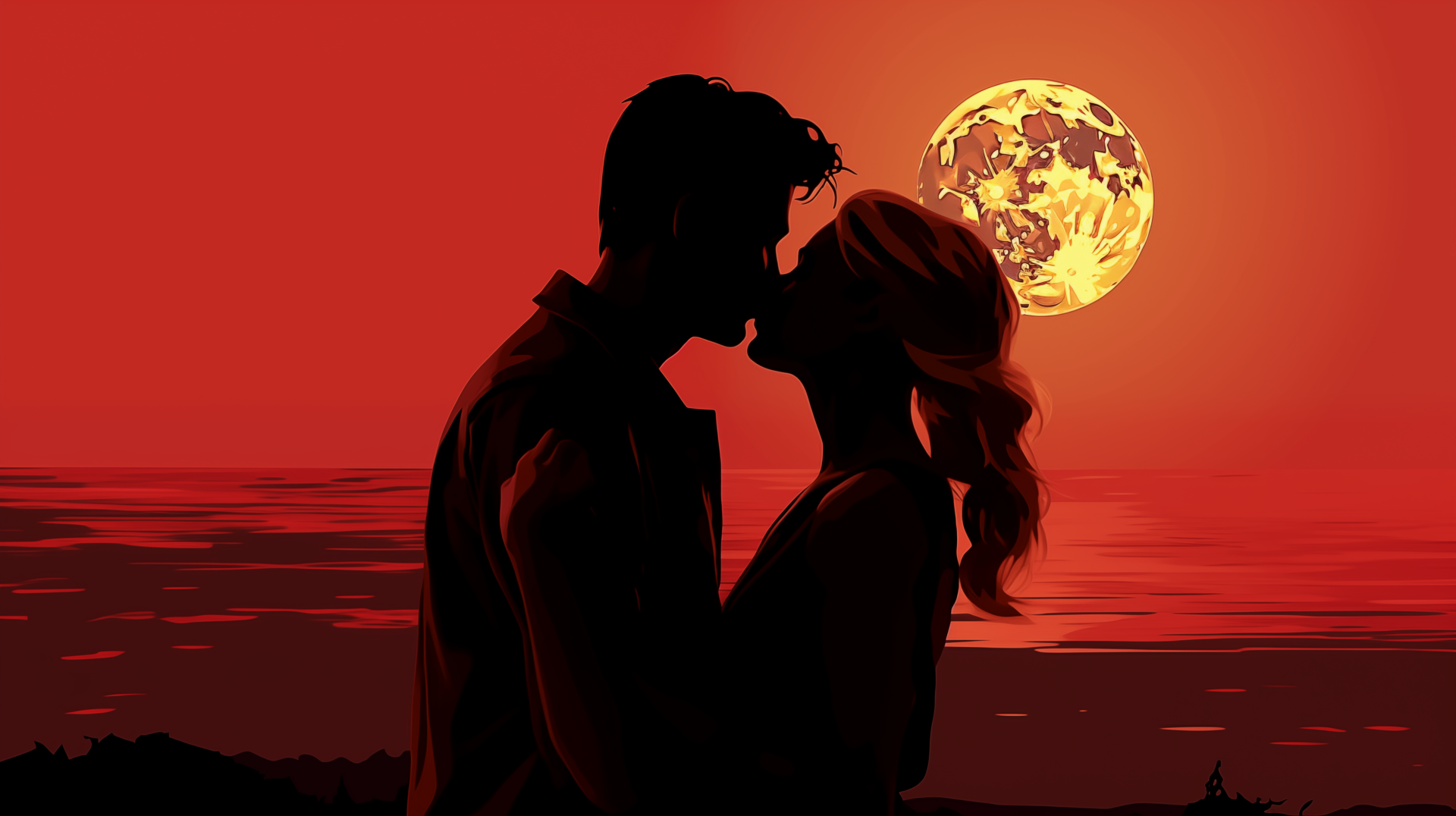 Romantic Honeymoon Kiss Wallpaper