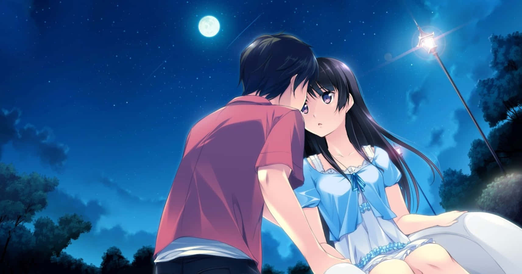 Couple Kissing Under The Moon