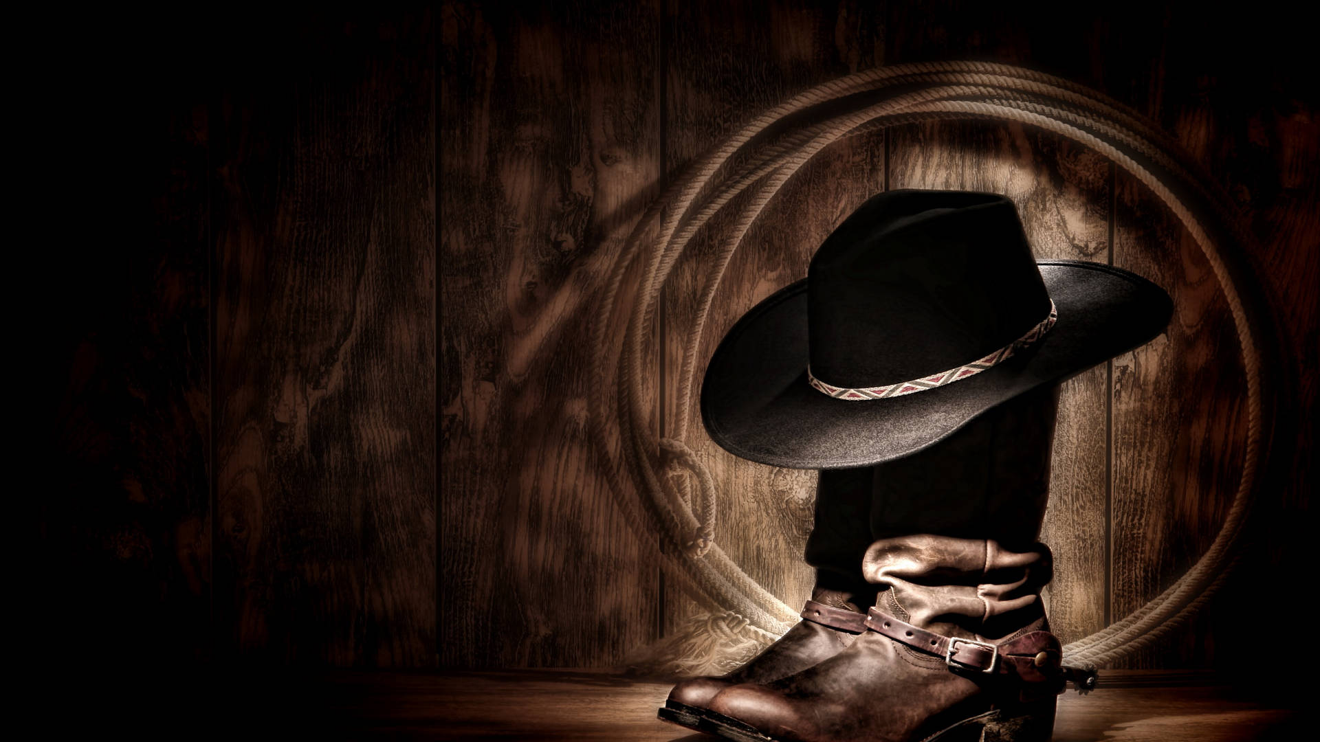 Download Cowboy Boots And Hat Wallpaper