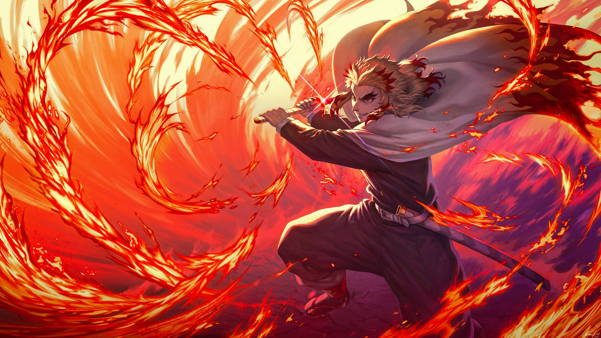 Kyojuro Rengoku In Action On Mugen