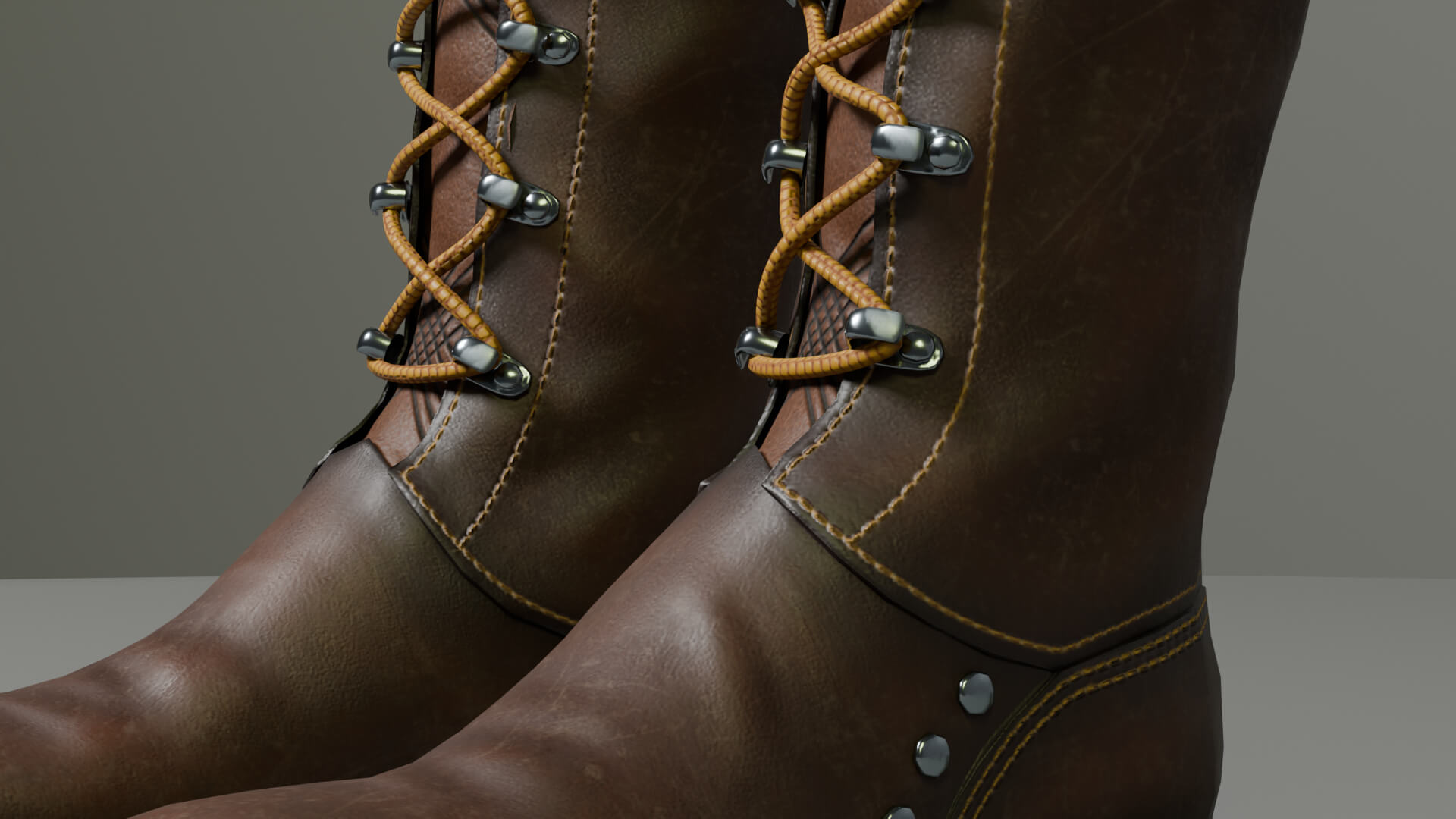 Leather Boots Knee High 3D Model