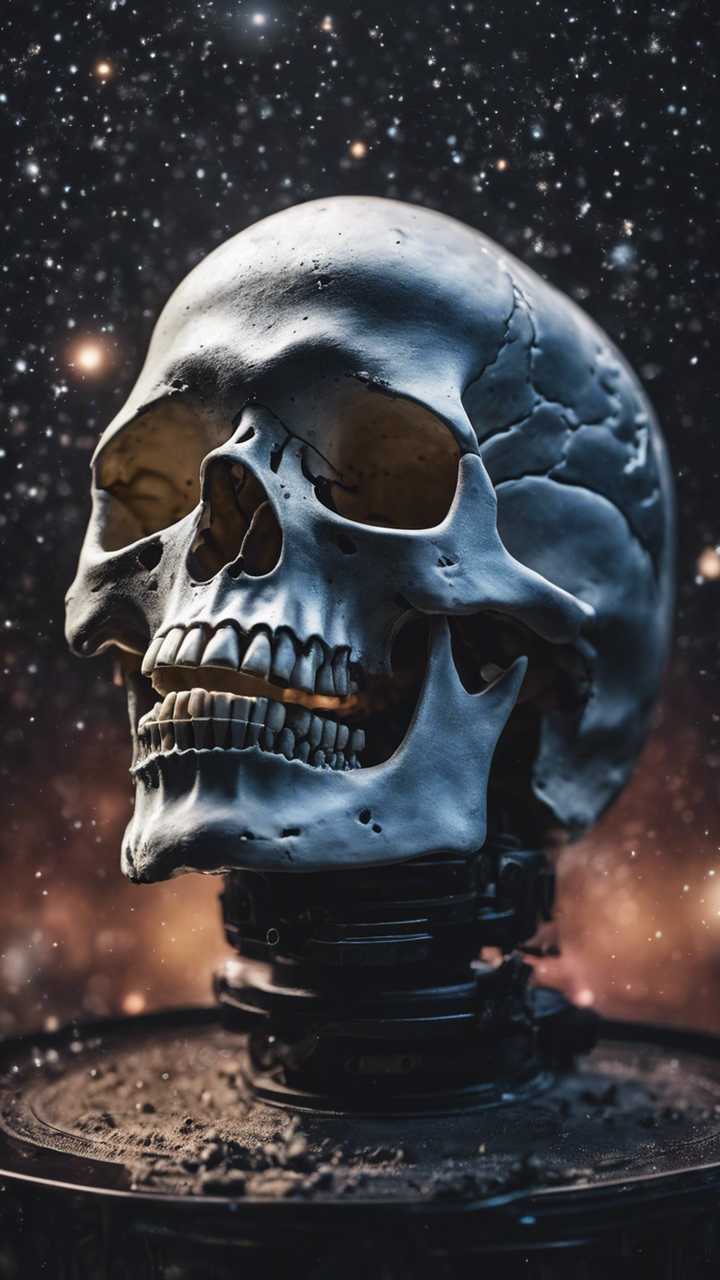 White skull floating in an all black