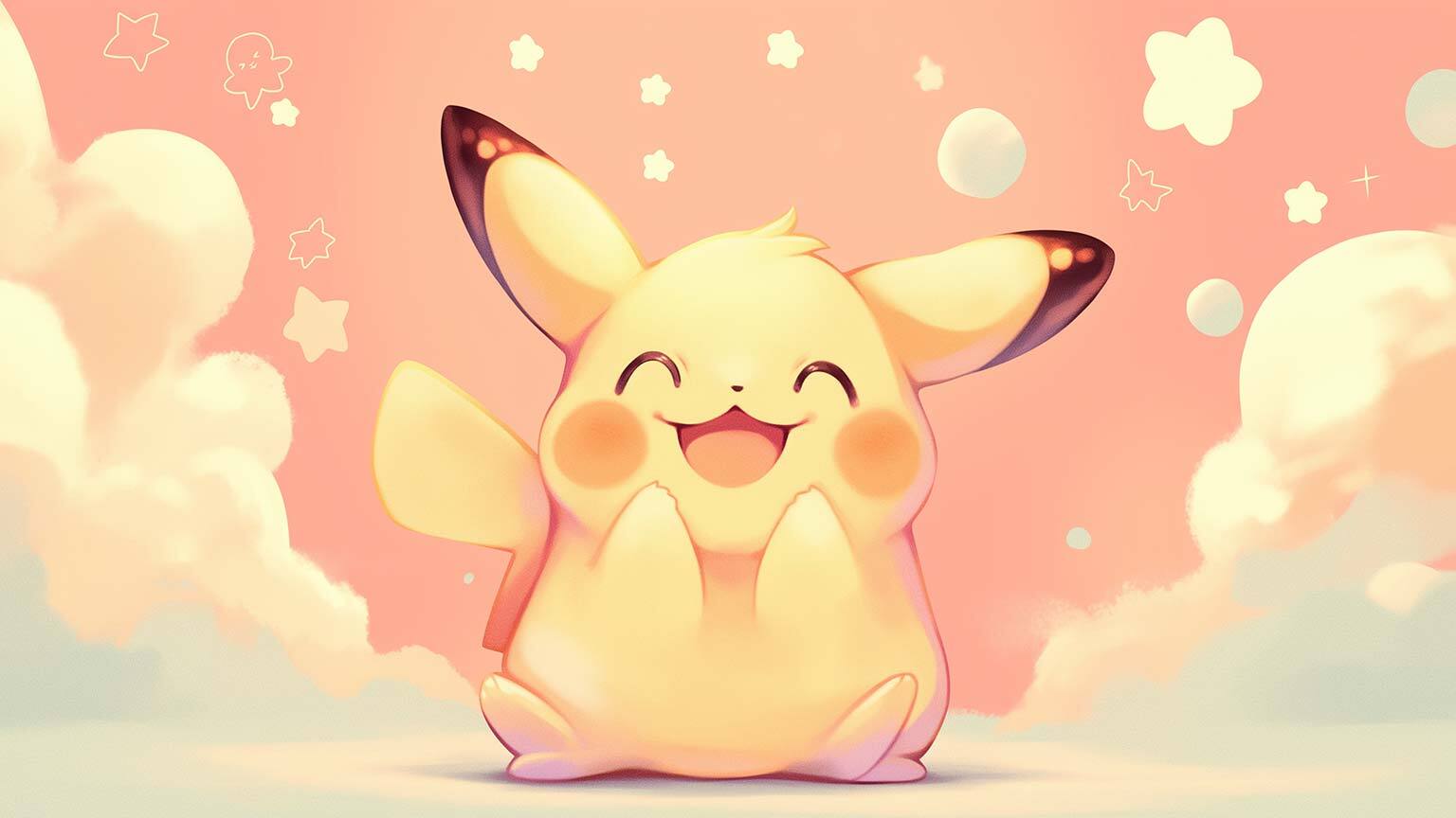 Pokemon Pikachu Happy Pastel Desktop Wallpaper Preview