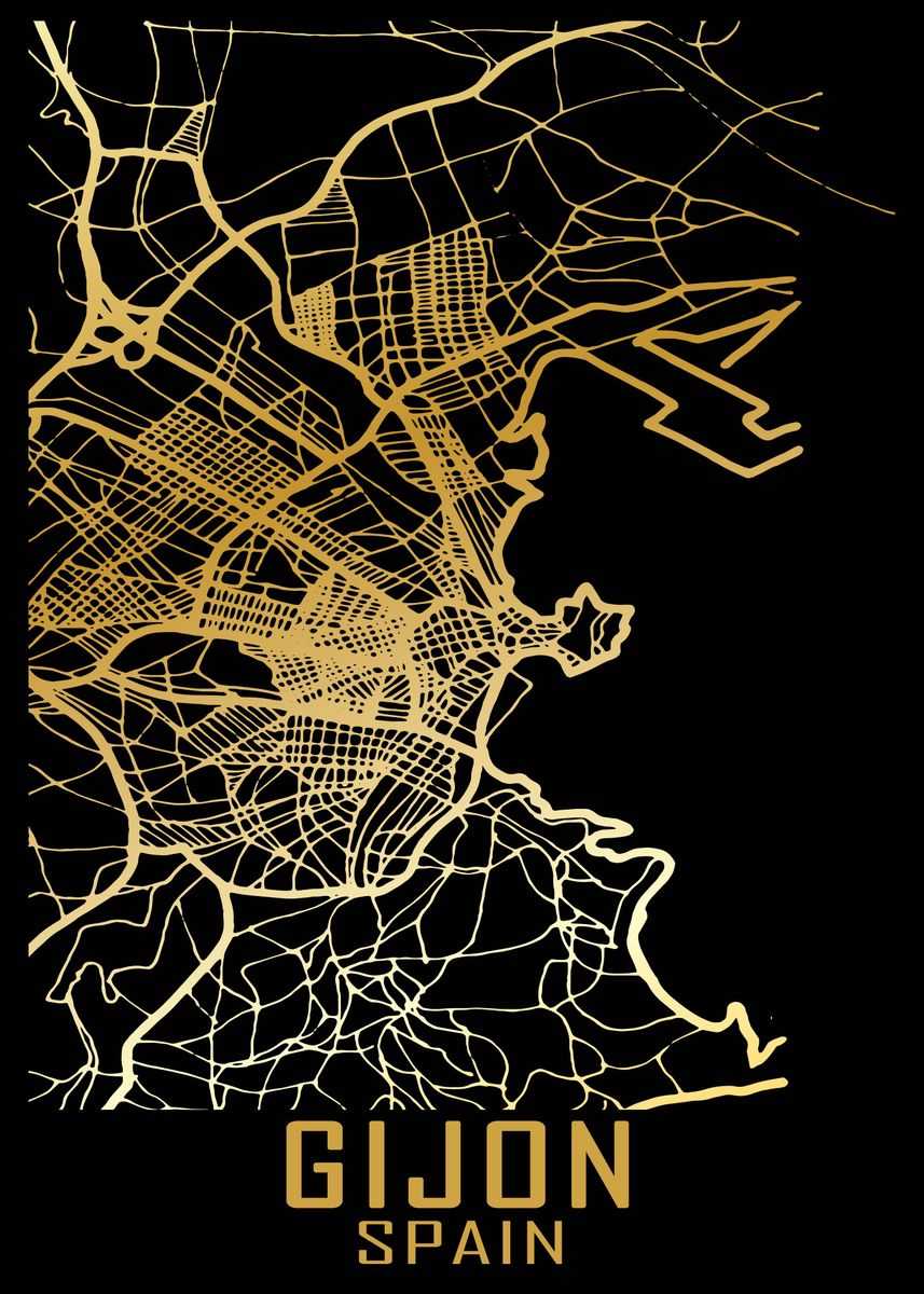 Gijon Spain City Map' Poster, picture