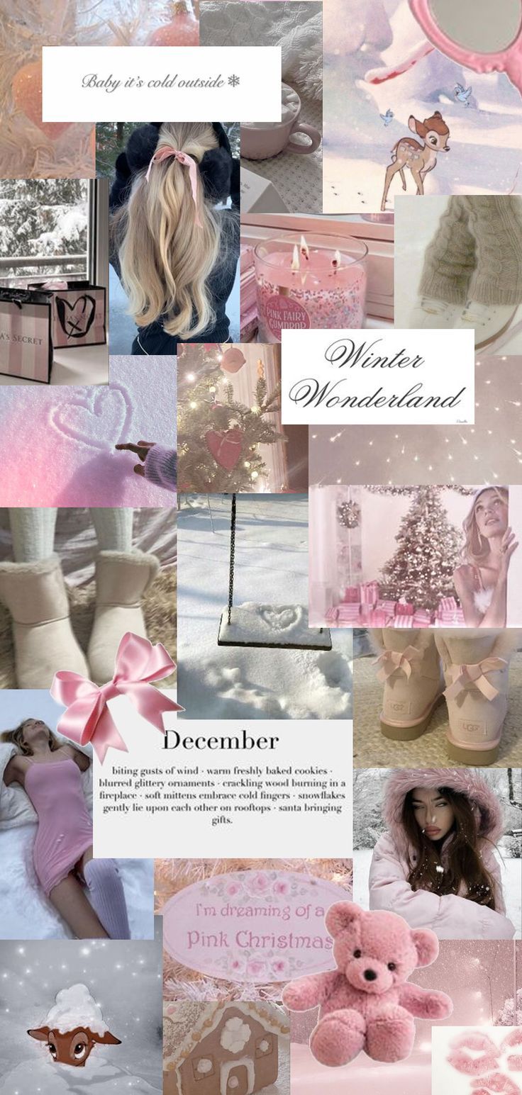 pink christmas aesthetic wallpaper cute