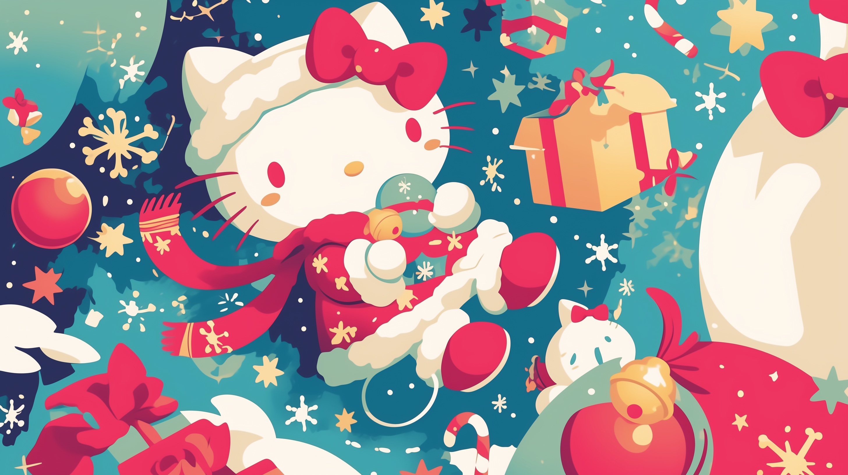 HD Wallpaper: Anime Christmas with Hello Kitty and Friends