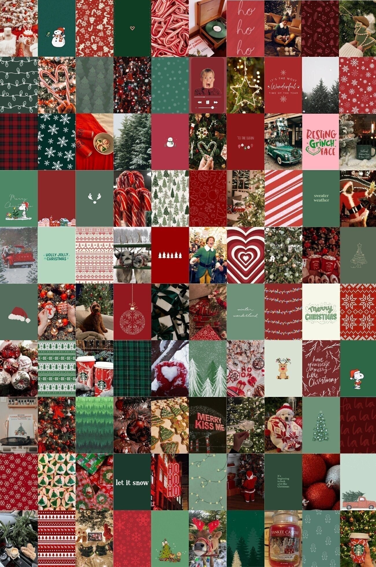 PCS. Red & Green Christmas Wall Collage Kit. Holiday Winter Xmas Aesthetic Prints. Christmas Picture Room Decor (DIGITAL DOWNLOAD)