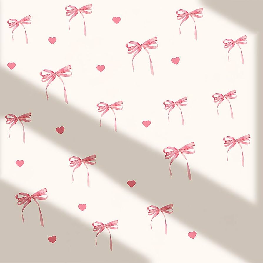 Stick Coquette Pink Bow Heart Decals