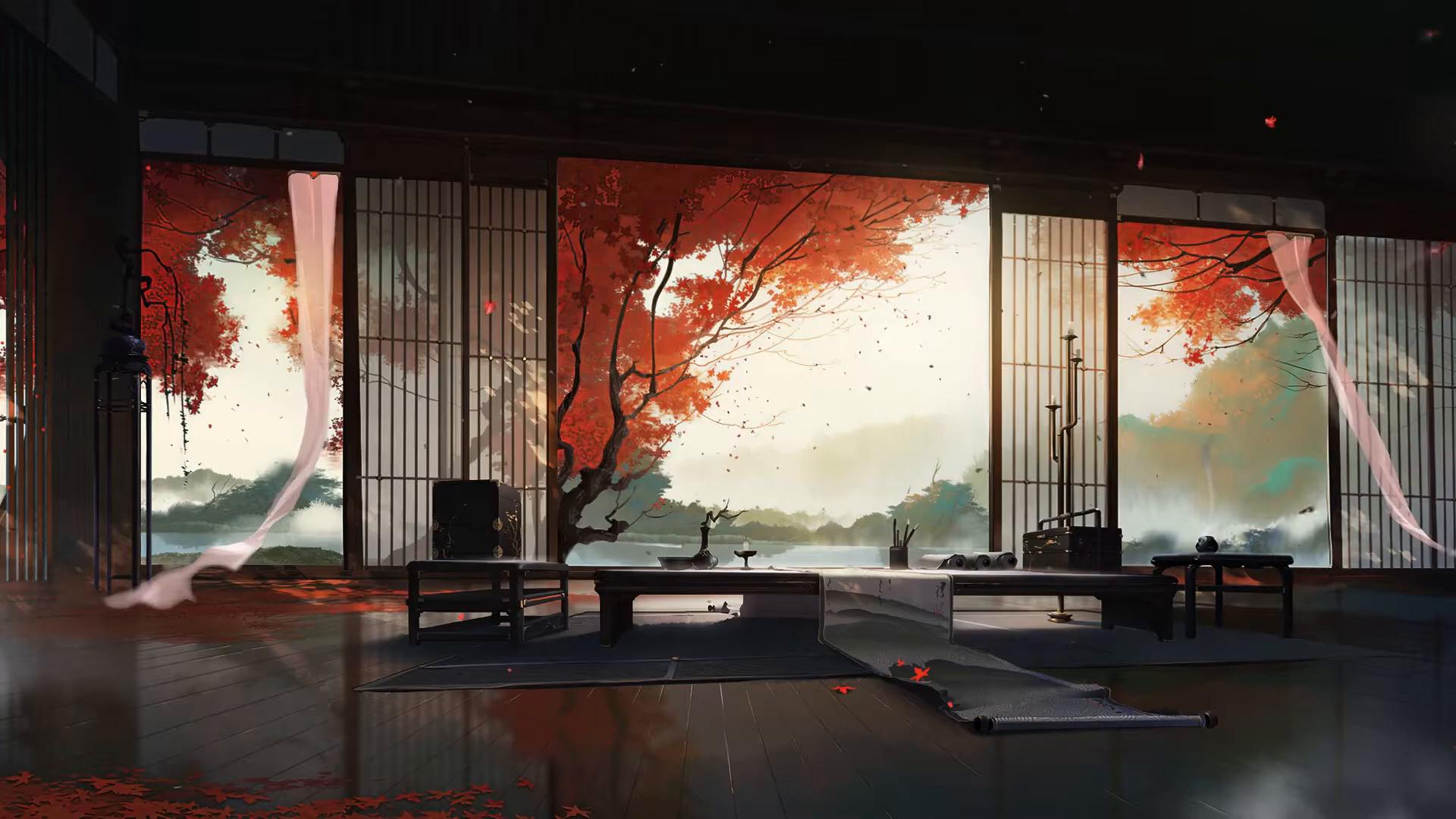 Japanese Room in Autumn Live Wallpaper