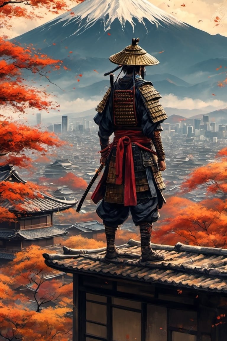 japanese art Lone samurai on a. image