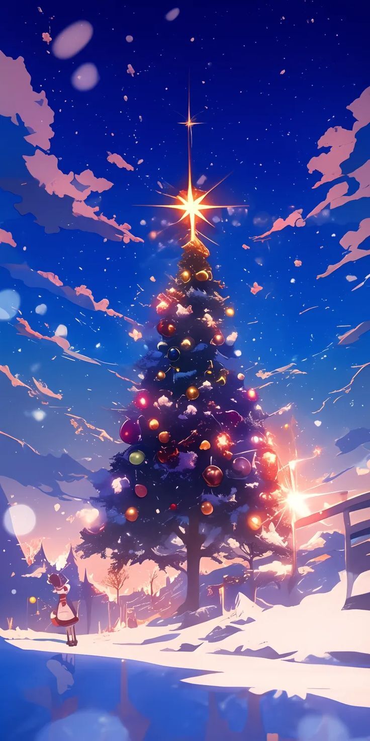 Xmas Christmas Anime Tree Pine Star