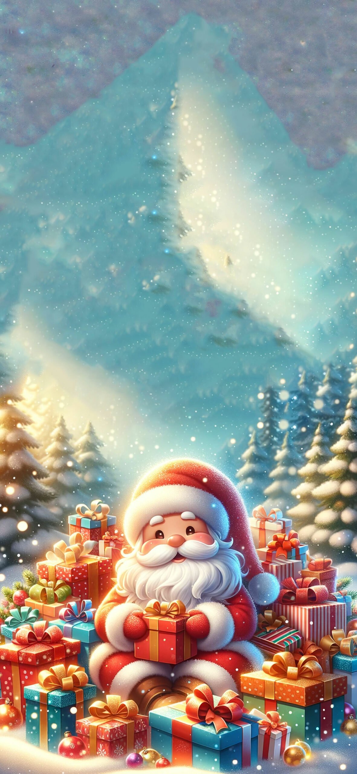 Santa Claus with a Pile of Gifts