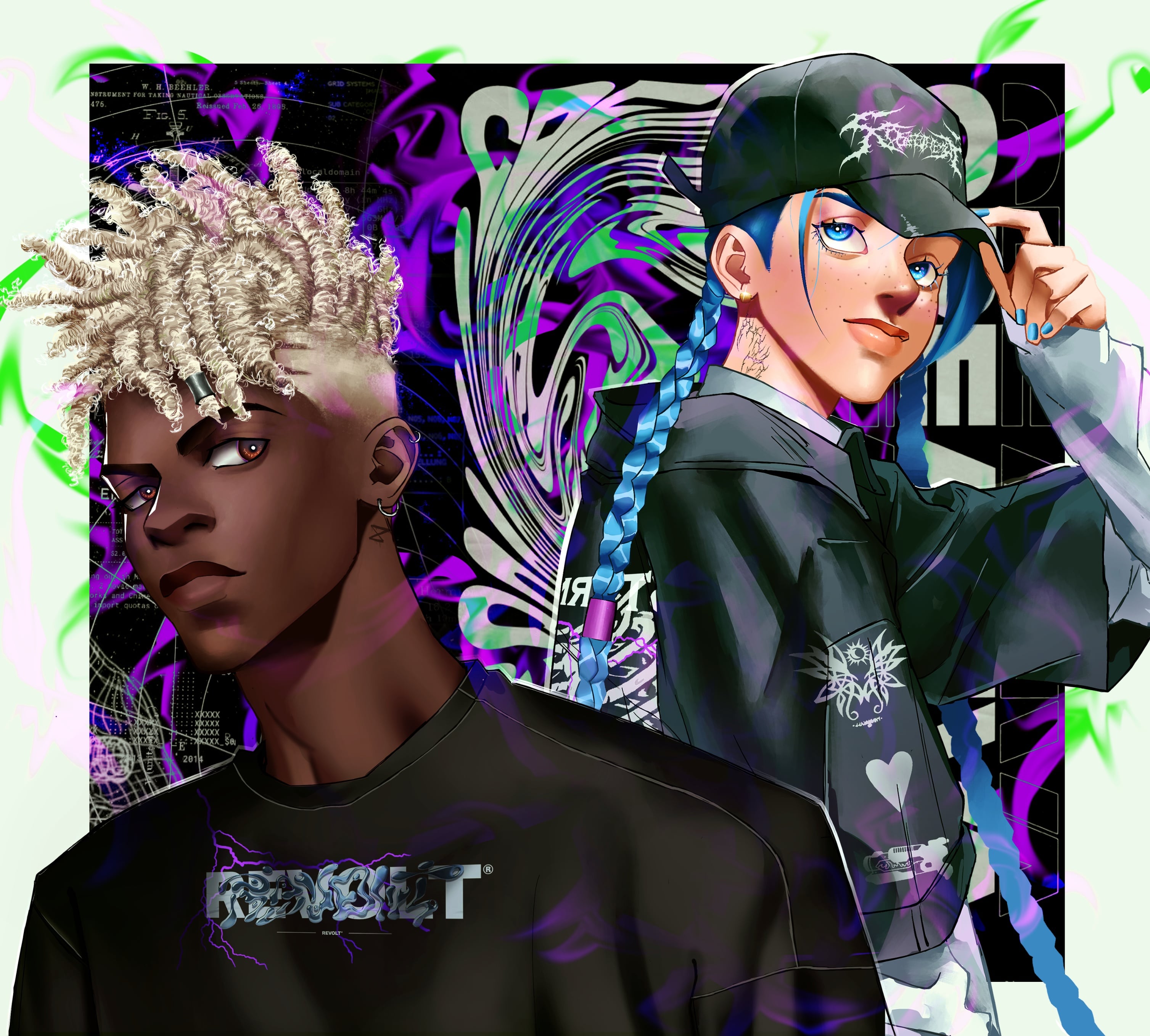 no spoilers Ekko and Jinx fanart, r