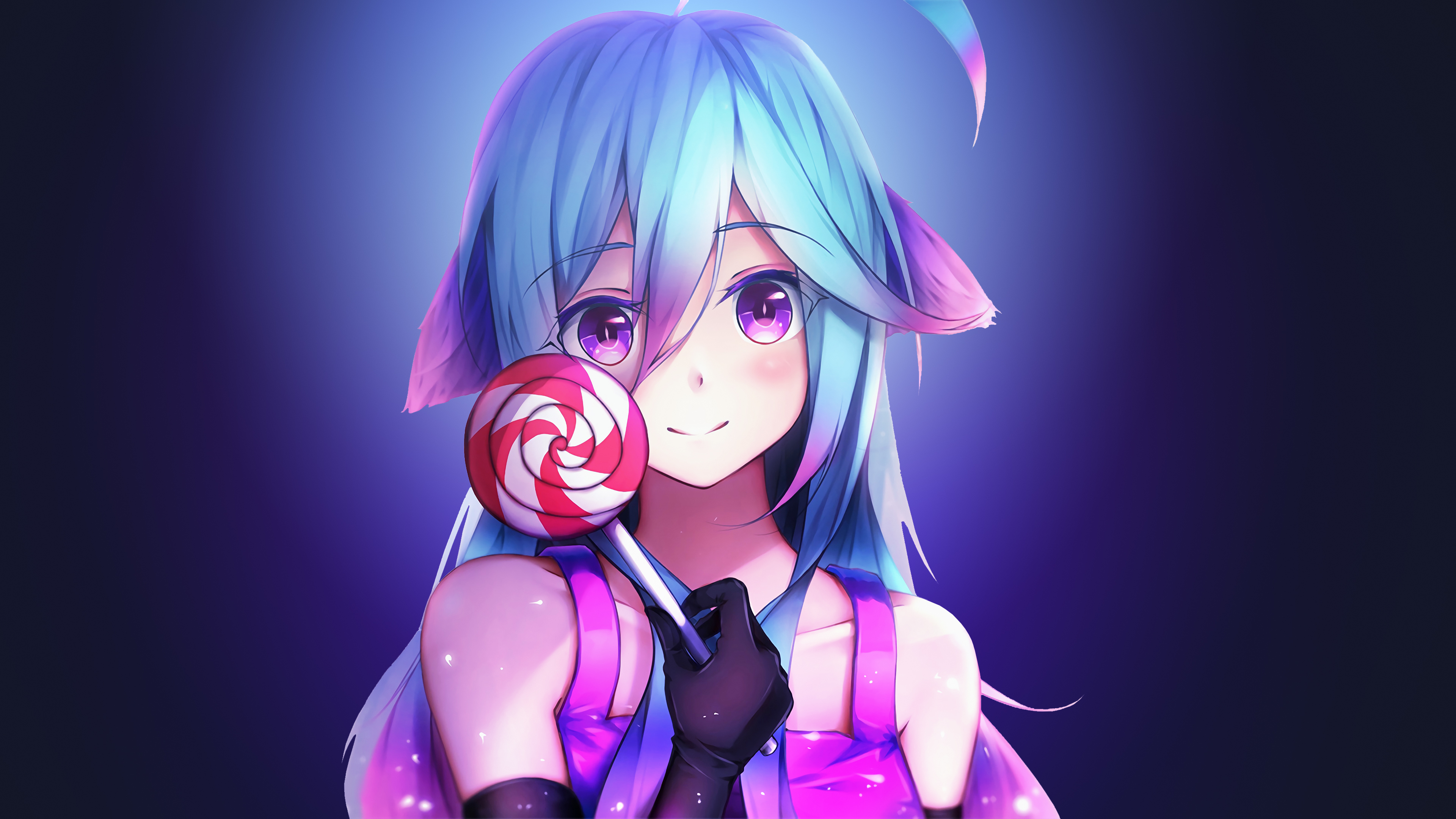Anime girl Wallpaper 4K, Lollipop