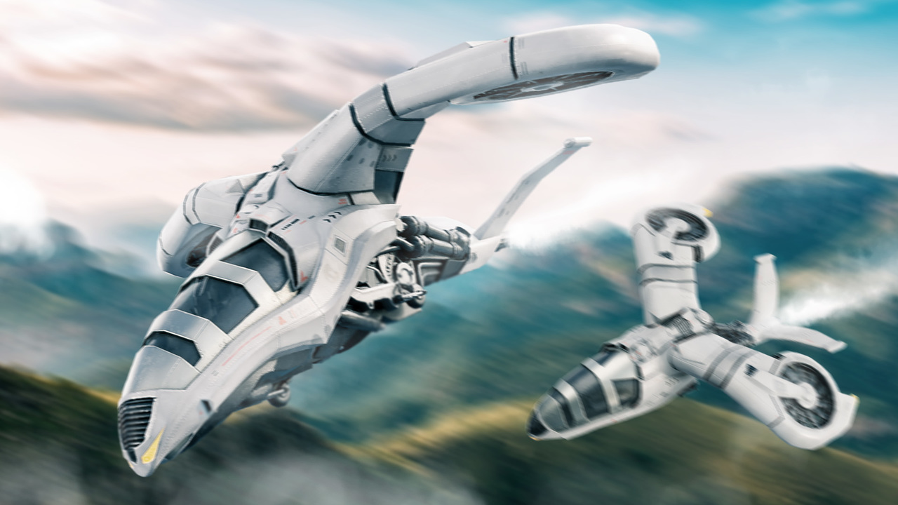 Game Ready Sci Fi Gyrocopter
