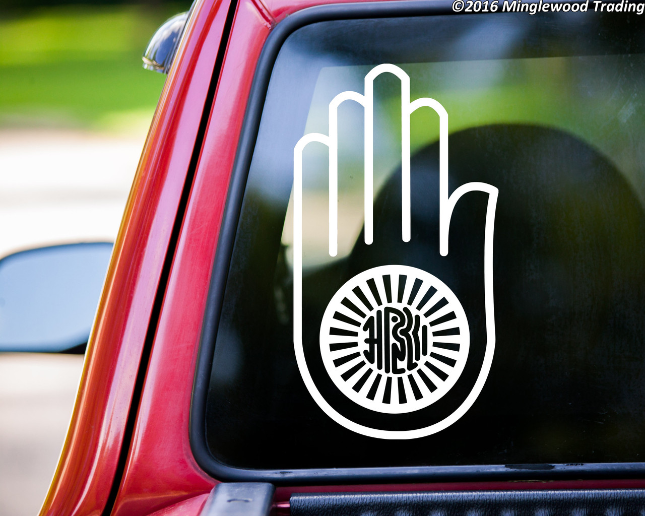 Ahimsa Hand vinyl decal sticker 11 x 6
