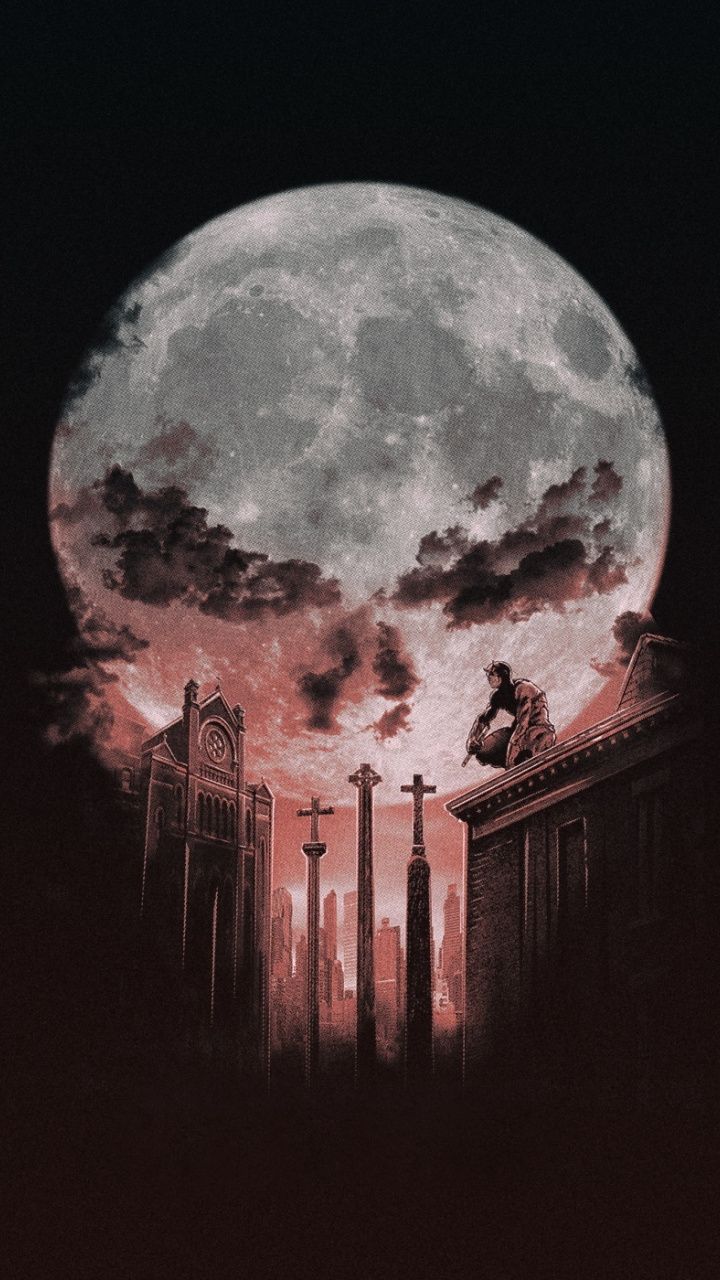 Punisher and daredevil, moon, minimal