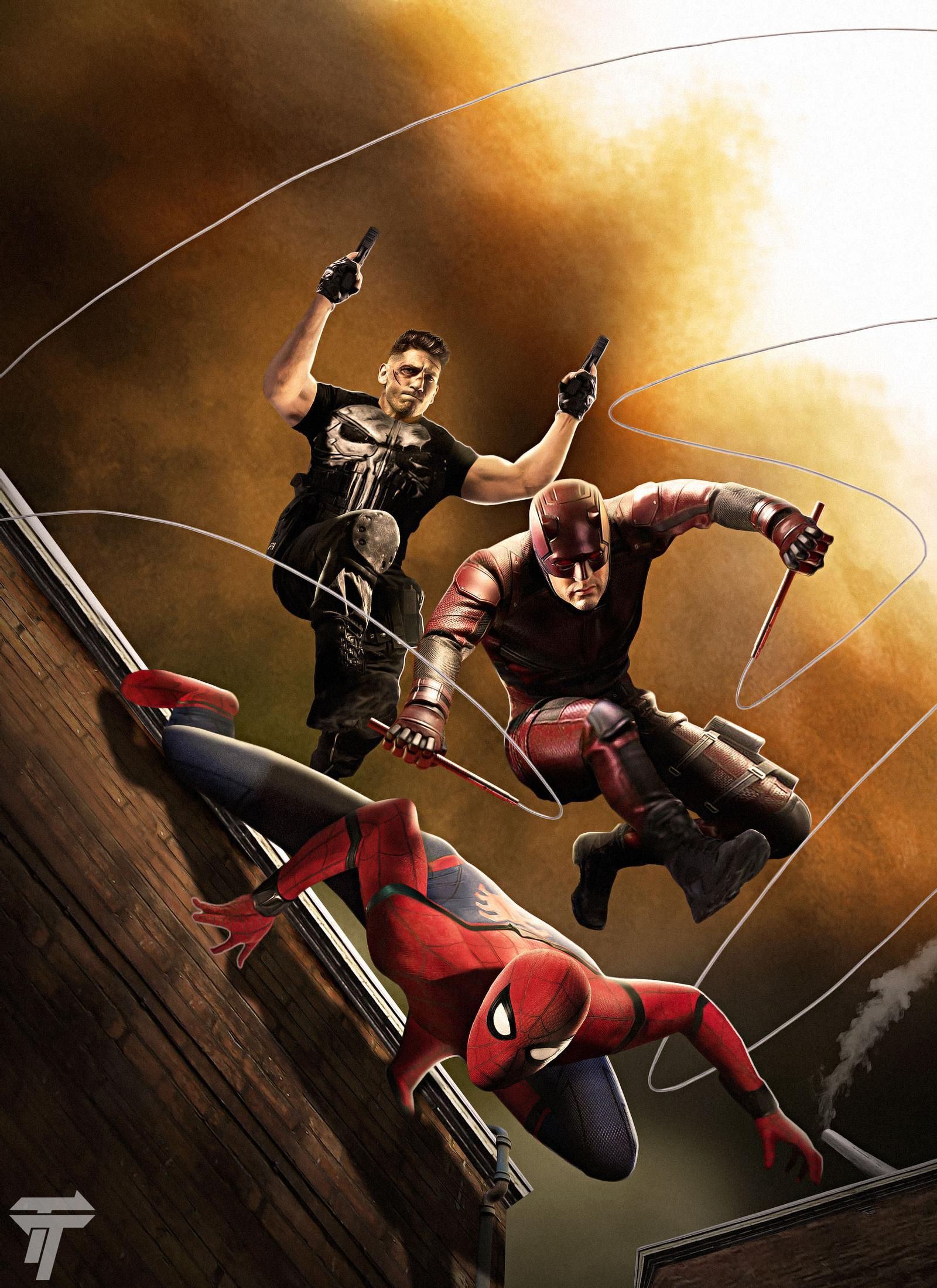 Spider Man Daredevil and The Punisher
