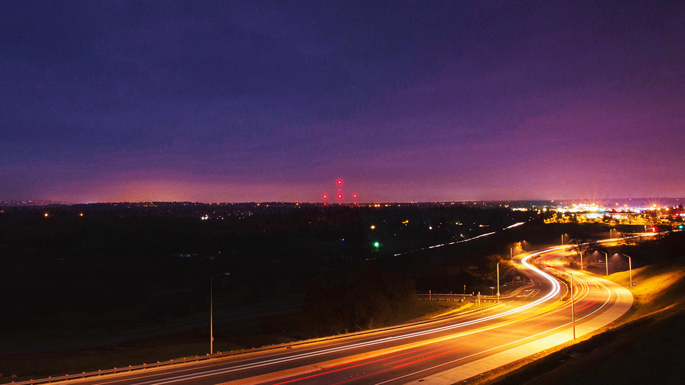 Road Lights Night City Sky Dark