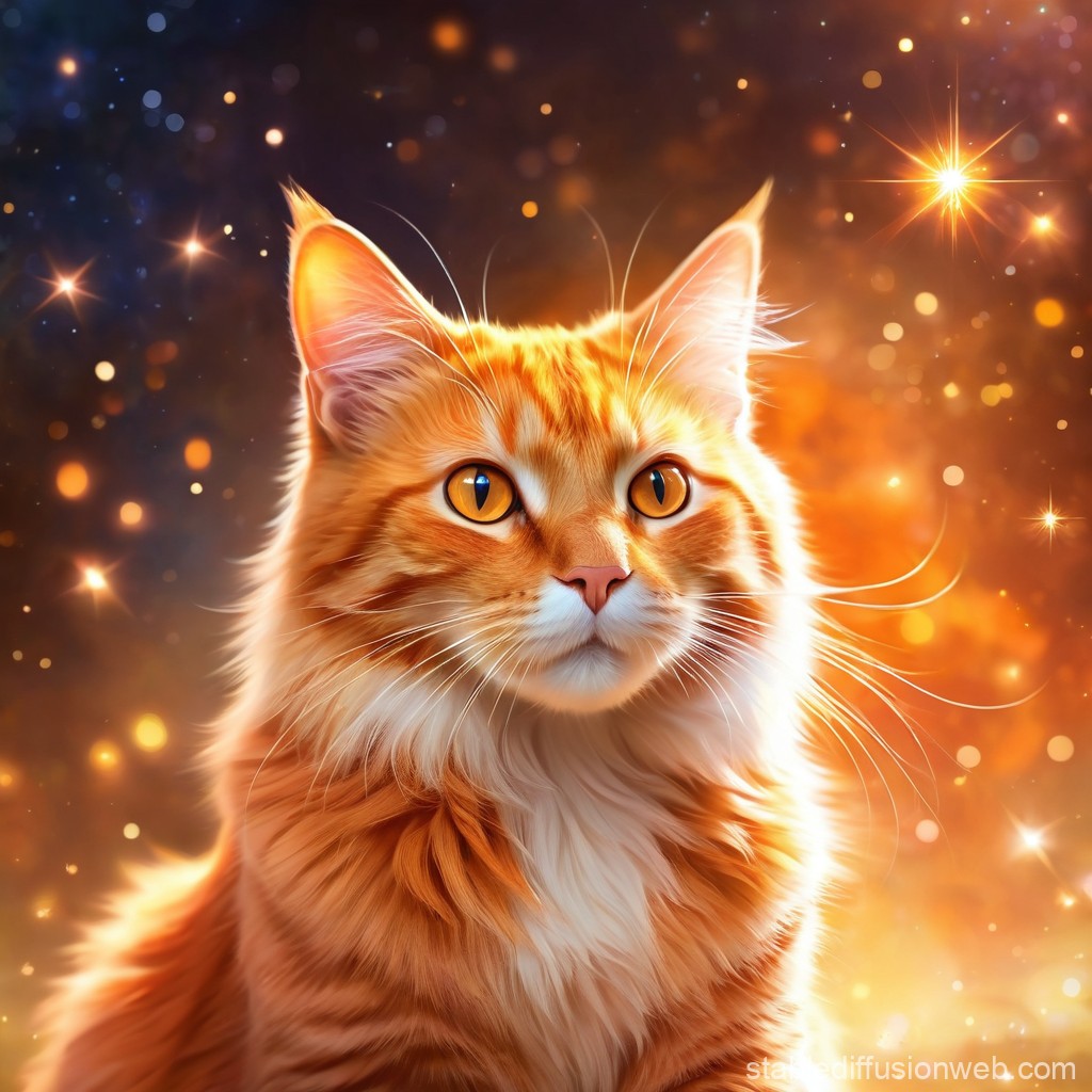 Glowing Orange Cat in Sparkly Ambient