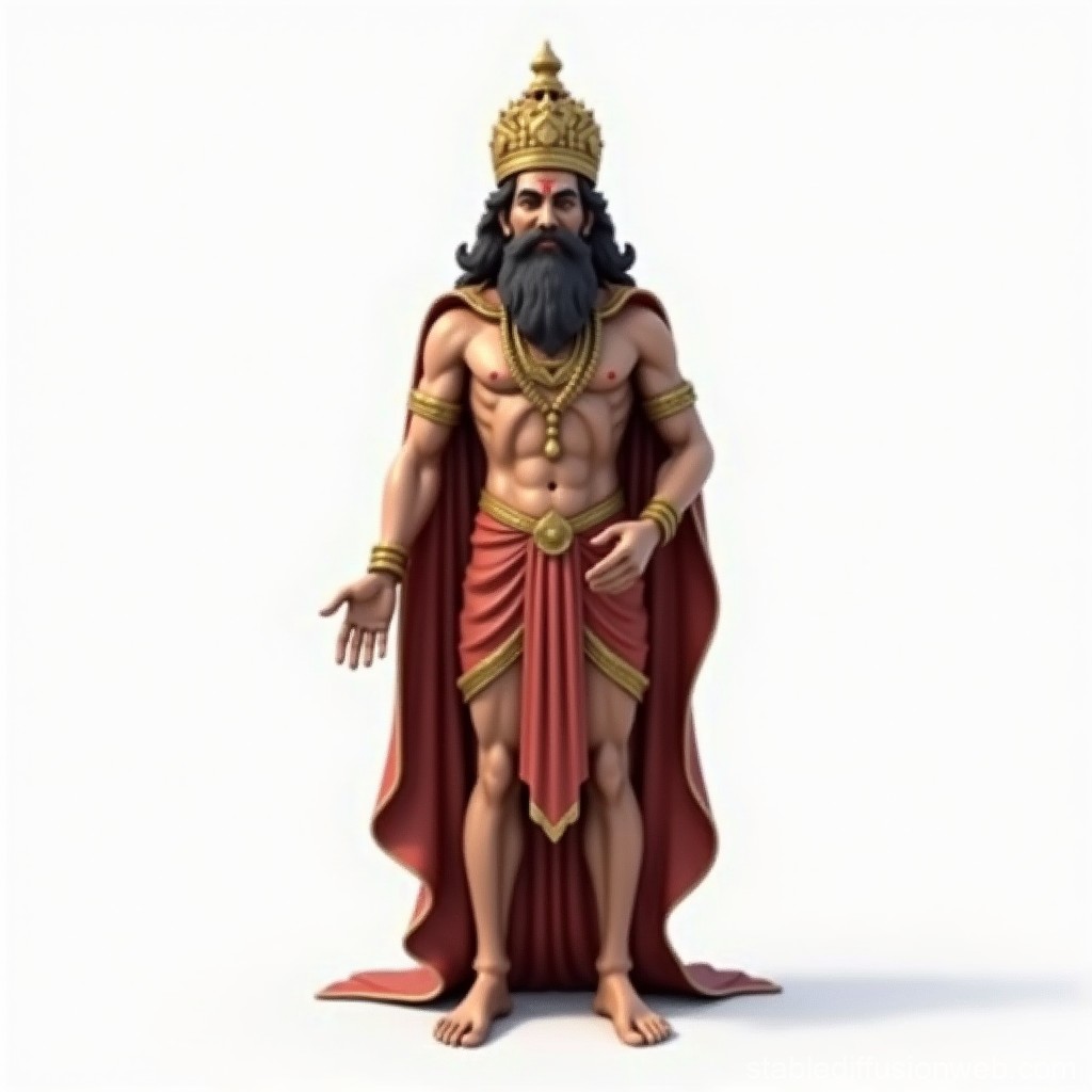 Ancient Hindu King in Front View